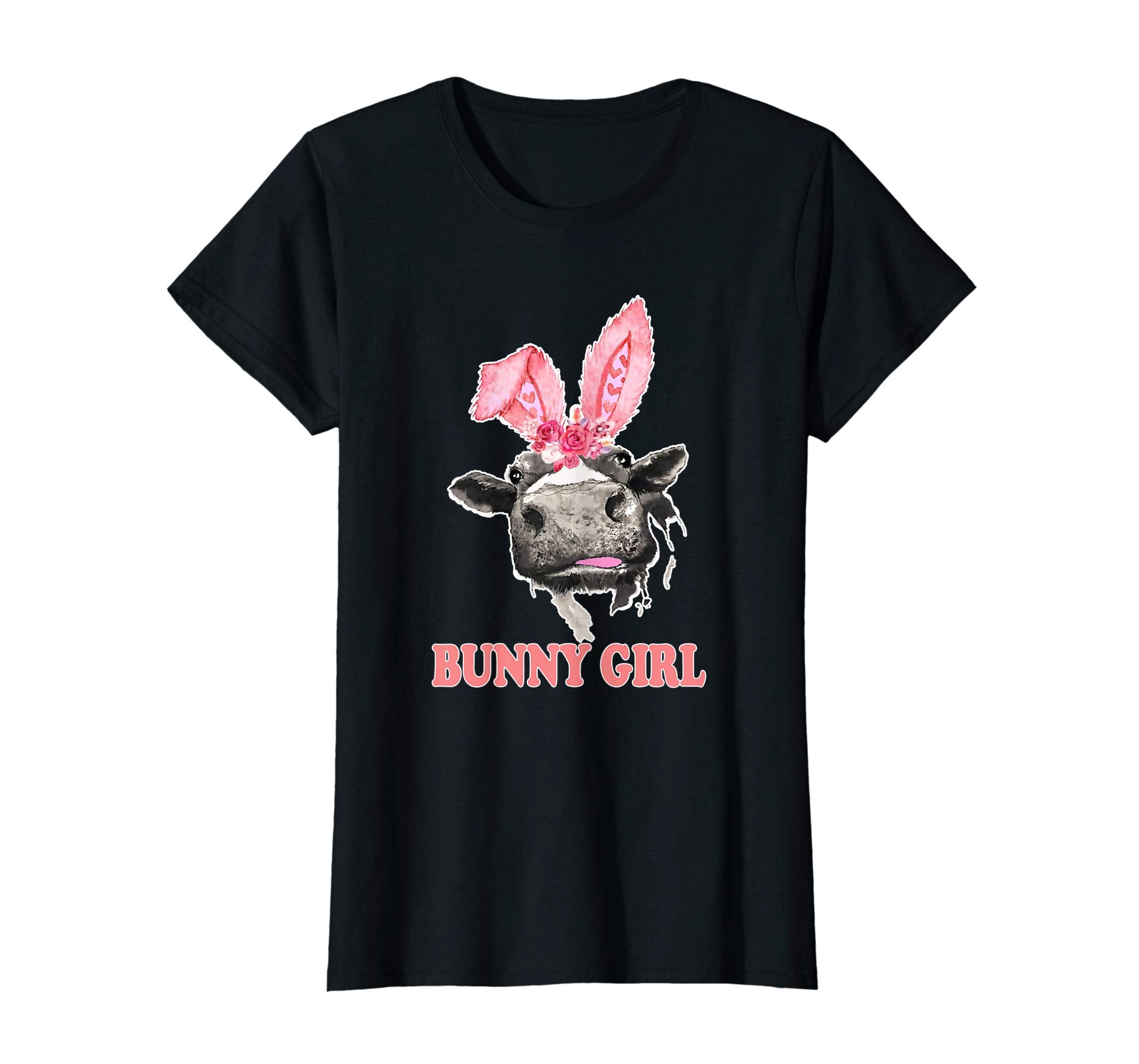 Cute Cow Face Farm Lover Pink Bunny Girl Easter Funny Shirt