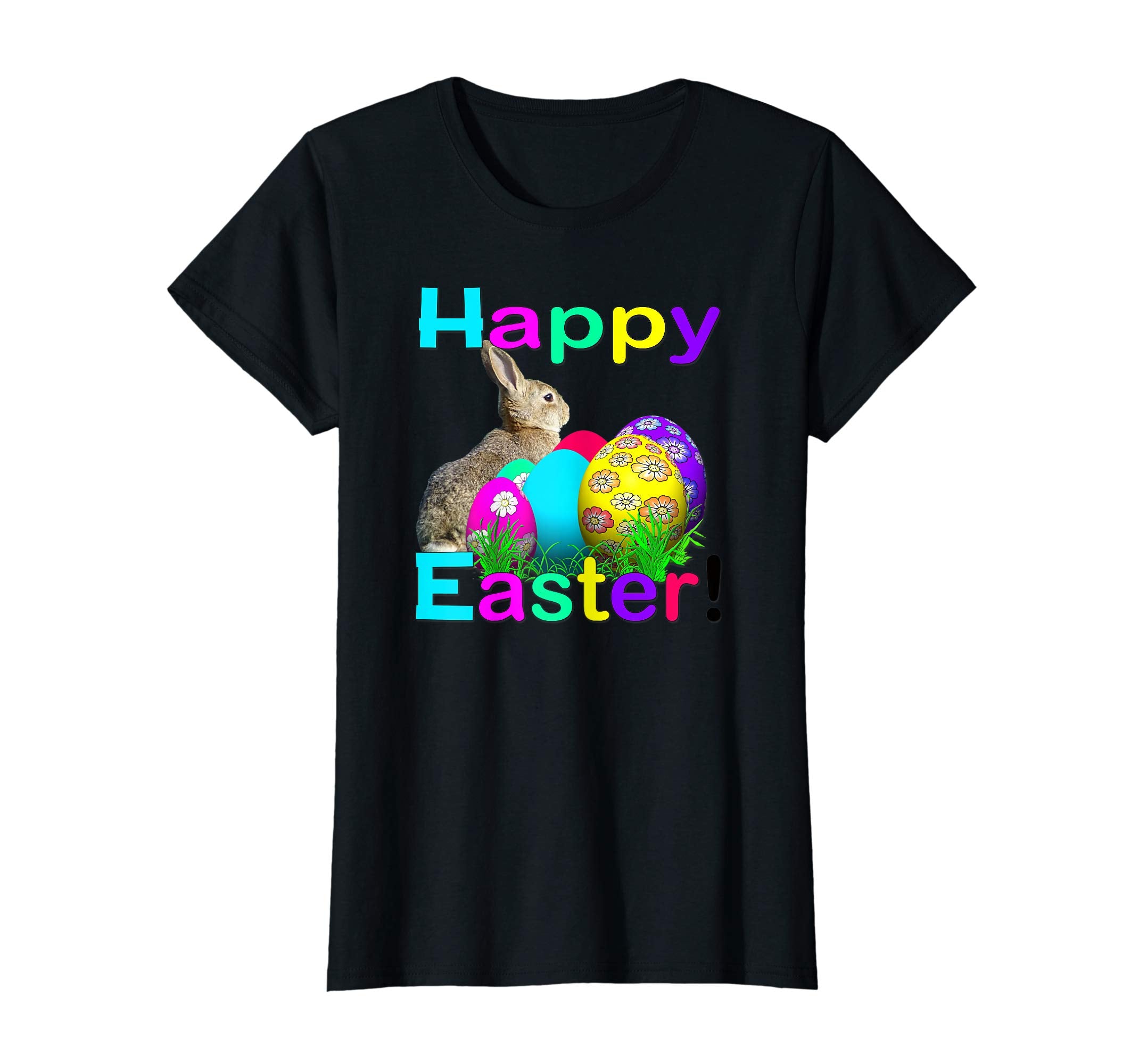 Happy Easter Real Bunny T Shirt Colorful Egg Hunt