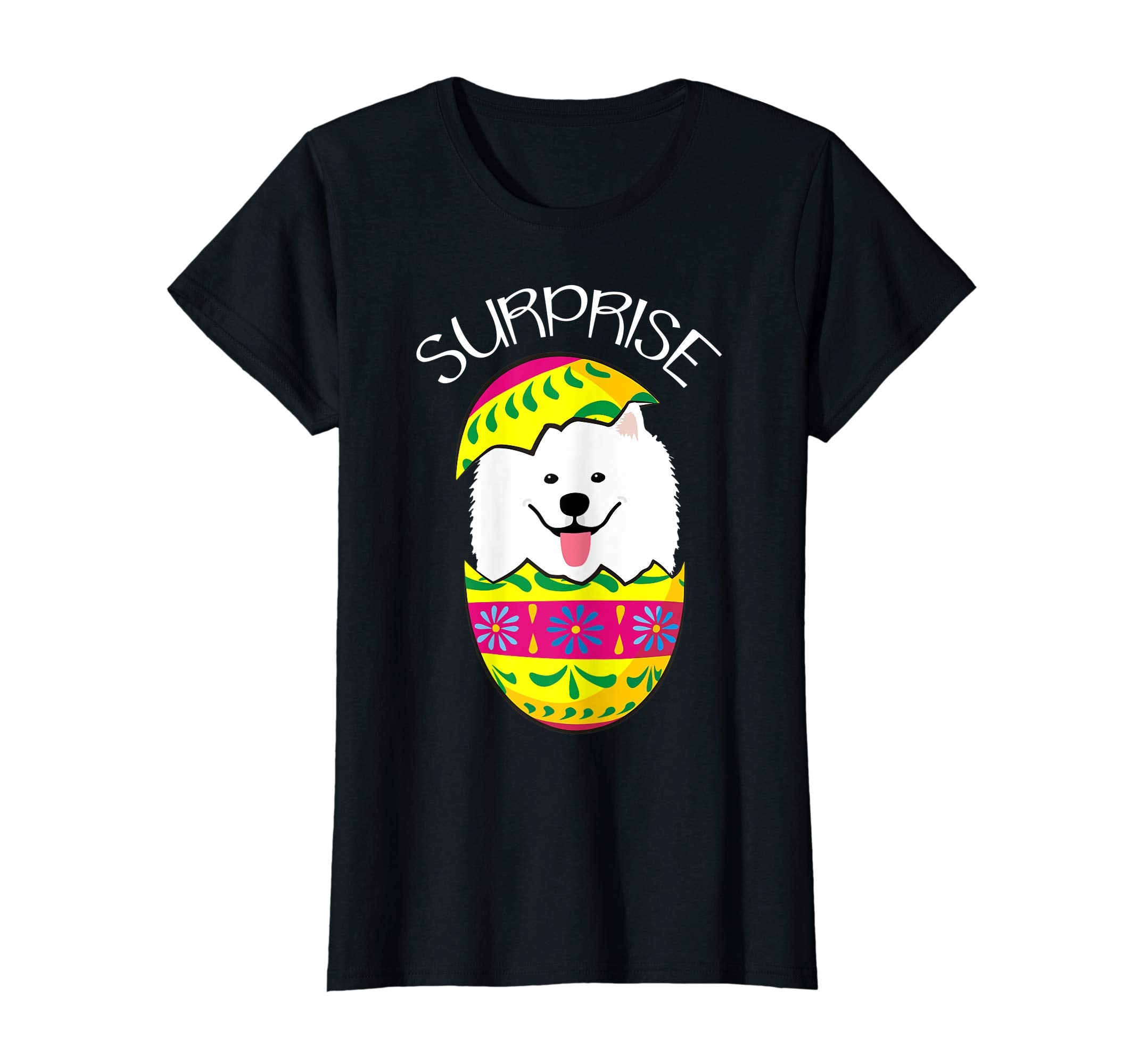 Funny Cute Puppy Samoyed Hatches Easter Egg Easter T-Shirt