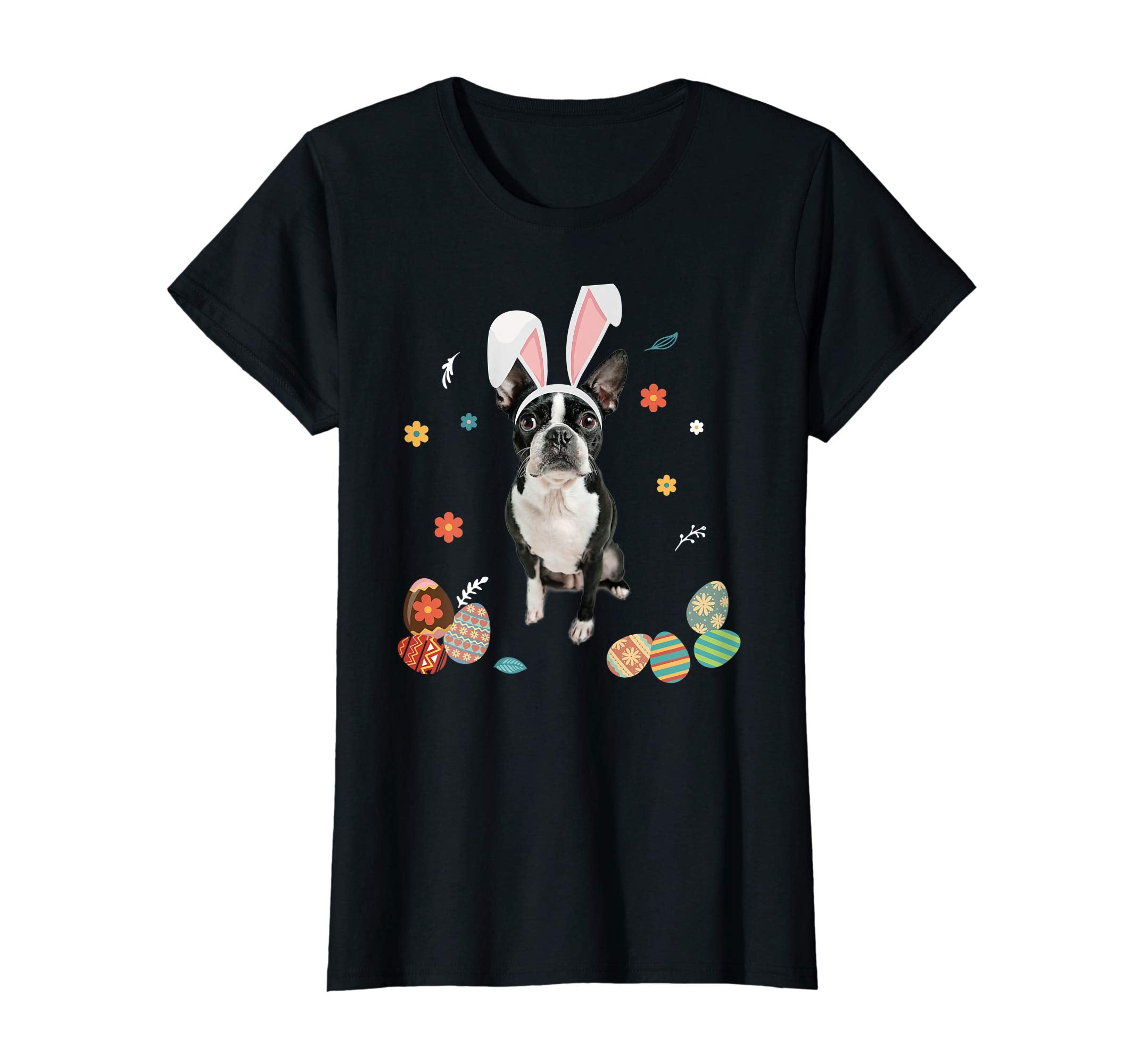 Boston Terrier Bunny Rabbit Happy Easter Day T-Shirt
