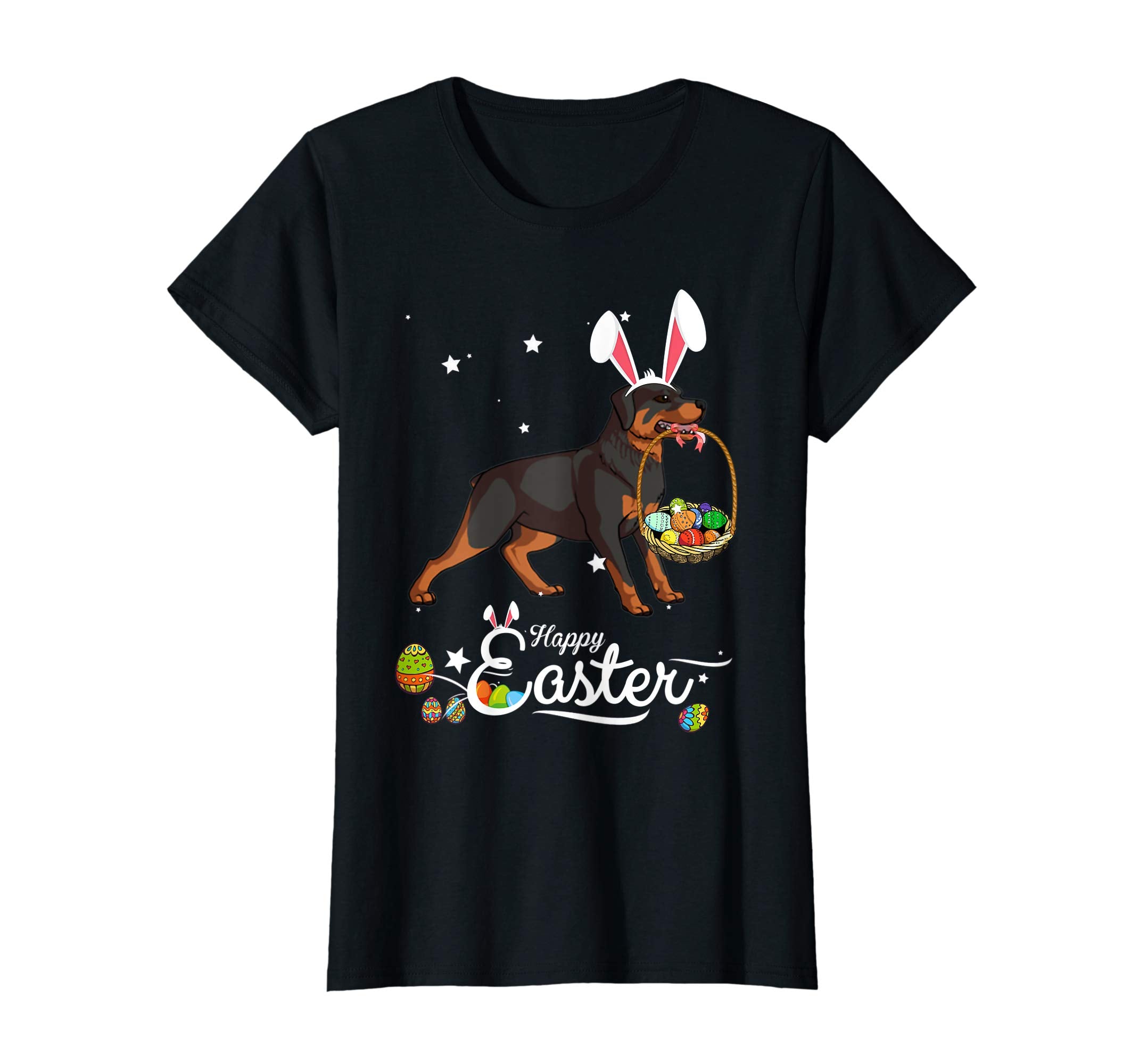Rottweiler Dog With Bunny Hat Easter Costume T Shirt