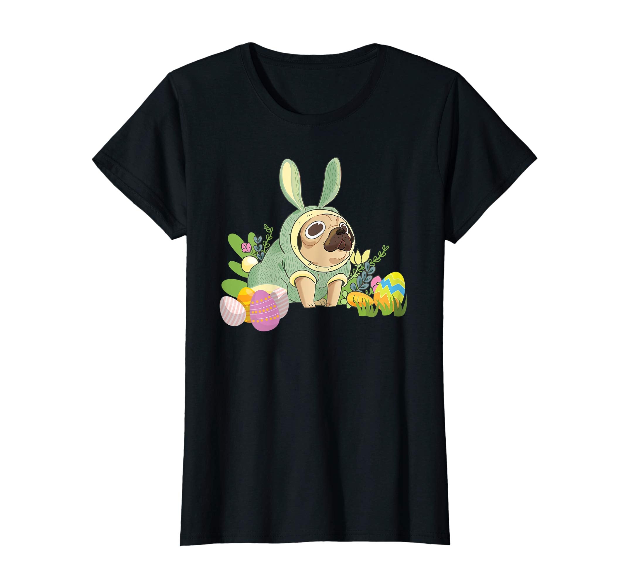 Bunny Pug Dog Easter Day Dog Lovers T-Shirt Egg Hunting