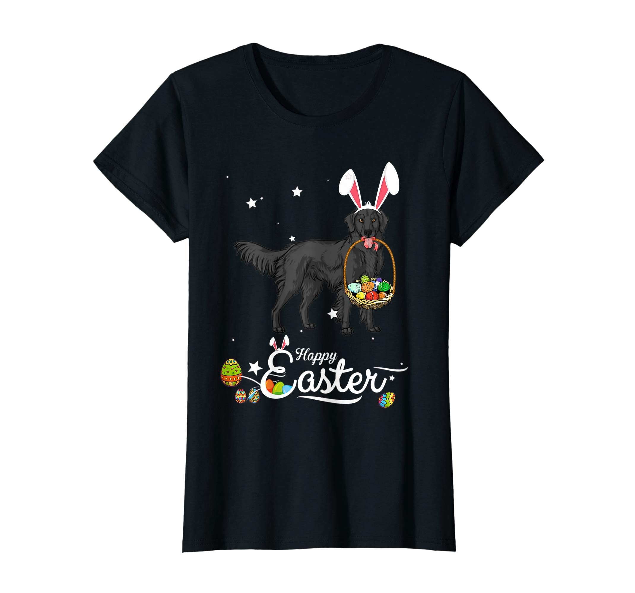 Flat Coated Dog With Bunny Hat Easter Costume T Shirt