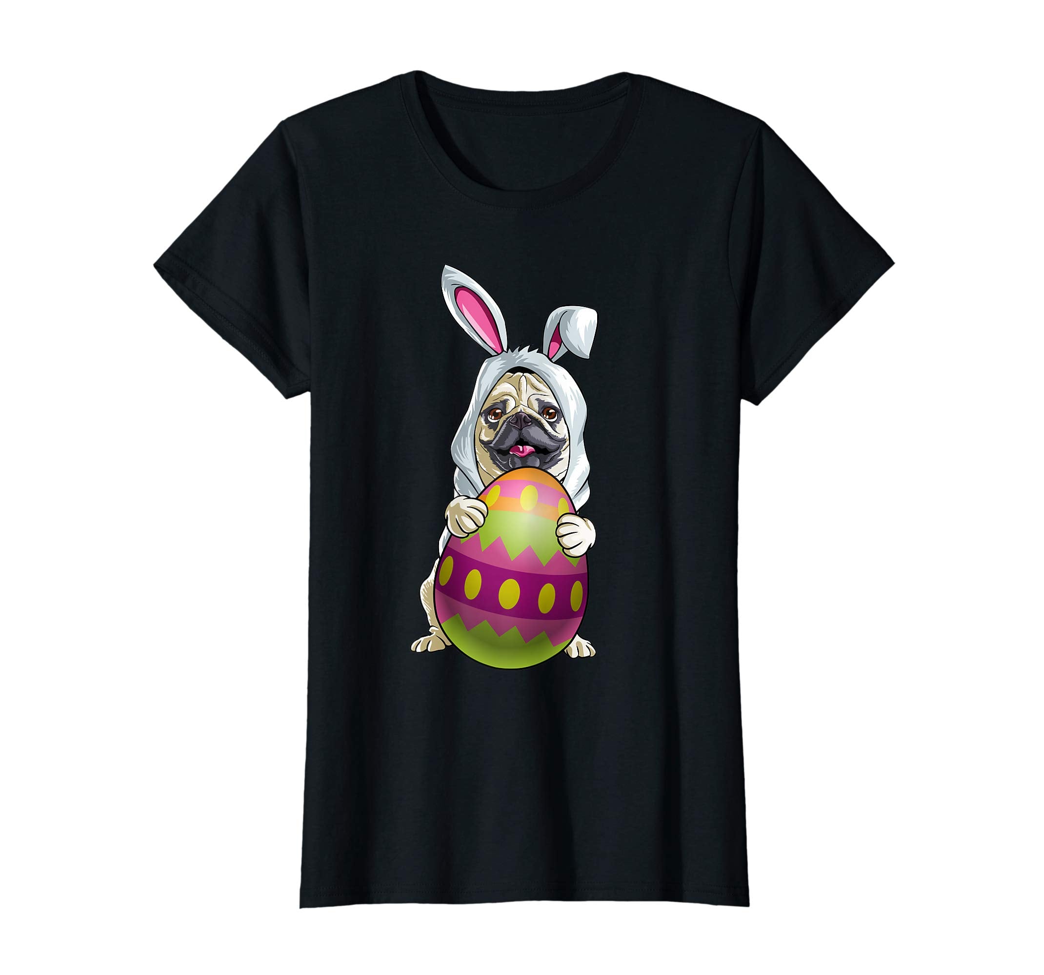 Pug Easter Bunny Ears Egg T Shirt Kids Boys Girls Gift