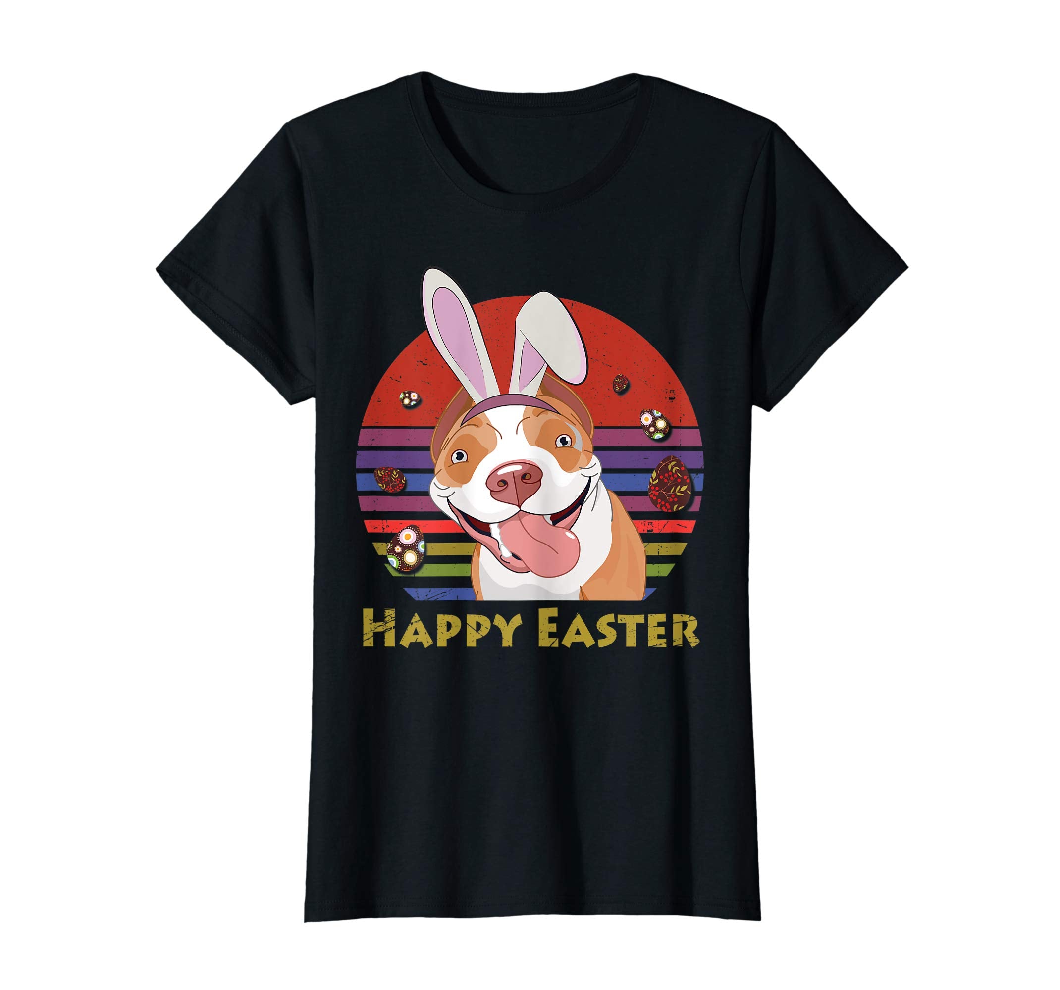 Pitbull With Bunny Headband Happy Easter Tshirt Easter Gifts