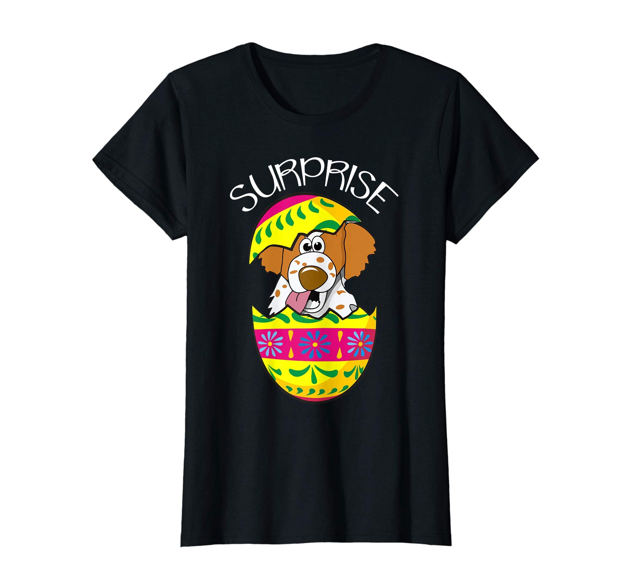 Funny Cute Puppy Brittany Hatches Easter Egg Easter T-Shirt