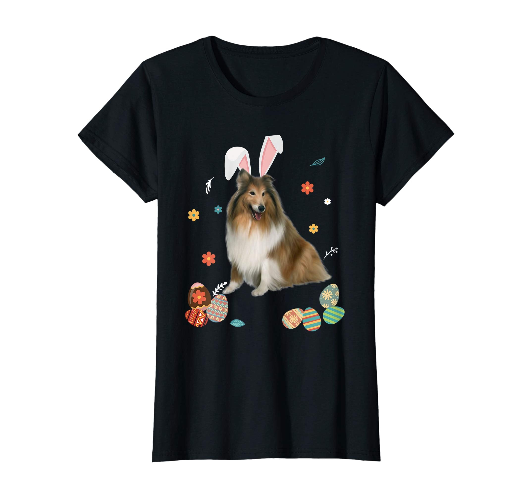 Collie Bunny Rabbit Happy Easter Day T-Shirt