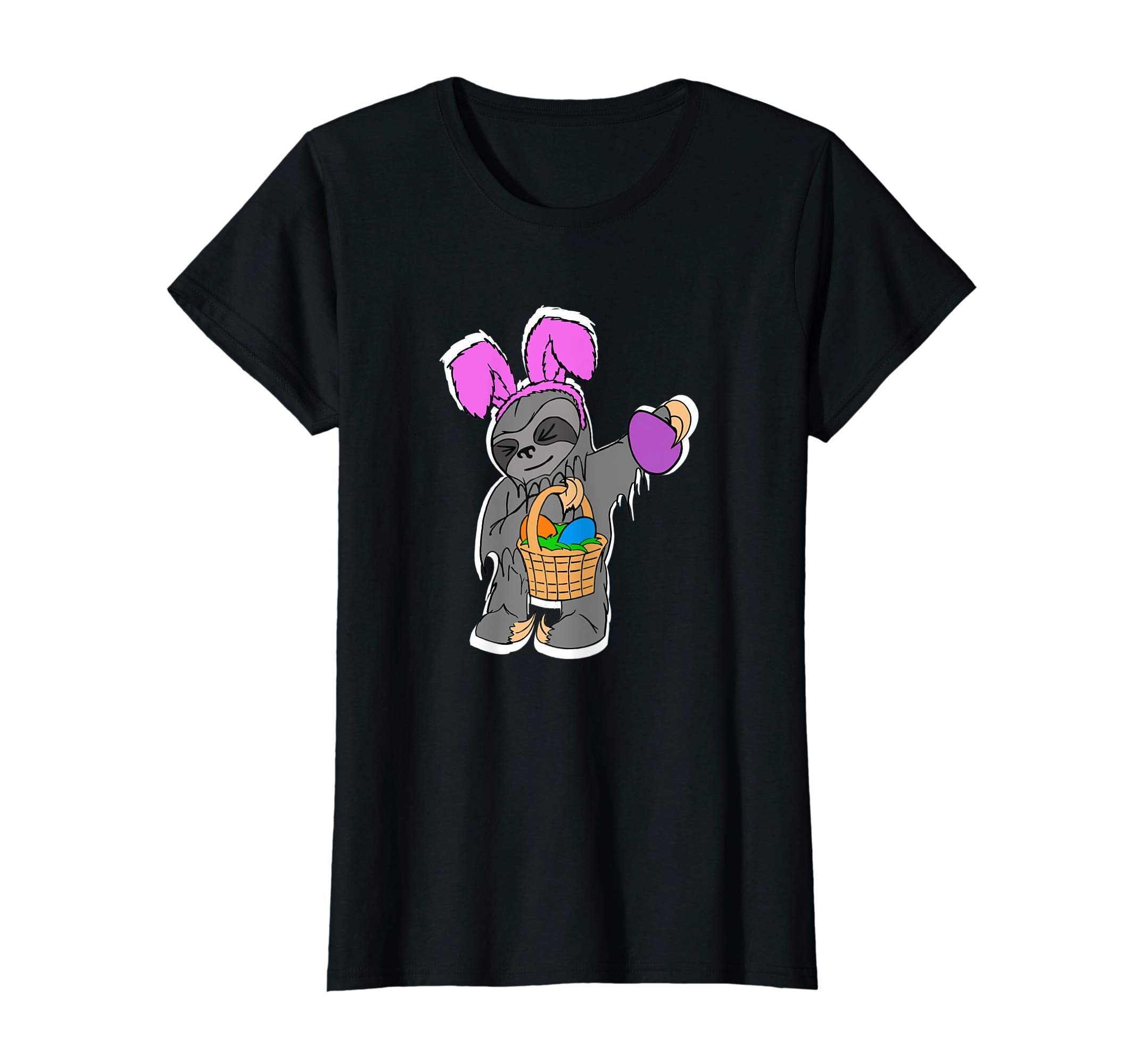Womens Funny Sloth Bunny Shirt Cute Easter Basket Gift Idea