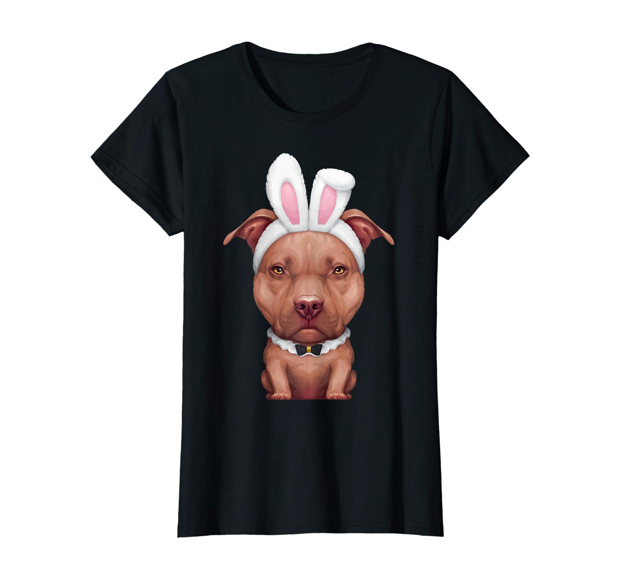 Chocolate Pit Bull Terrier in Easter Bunny Costume T-Shirt