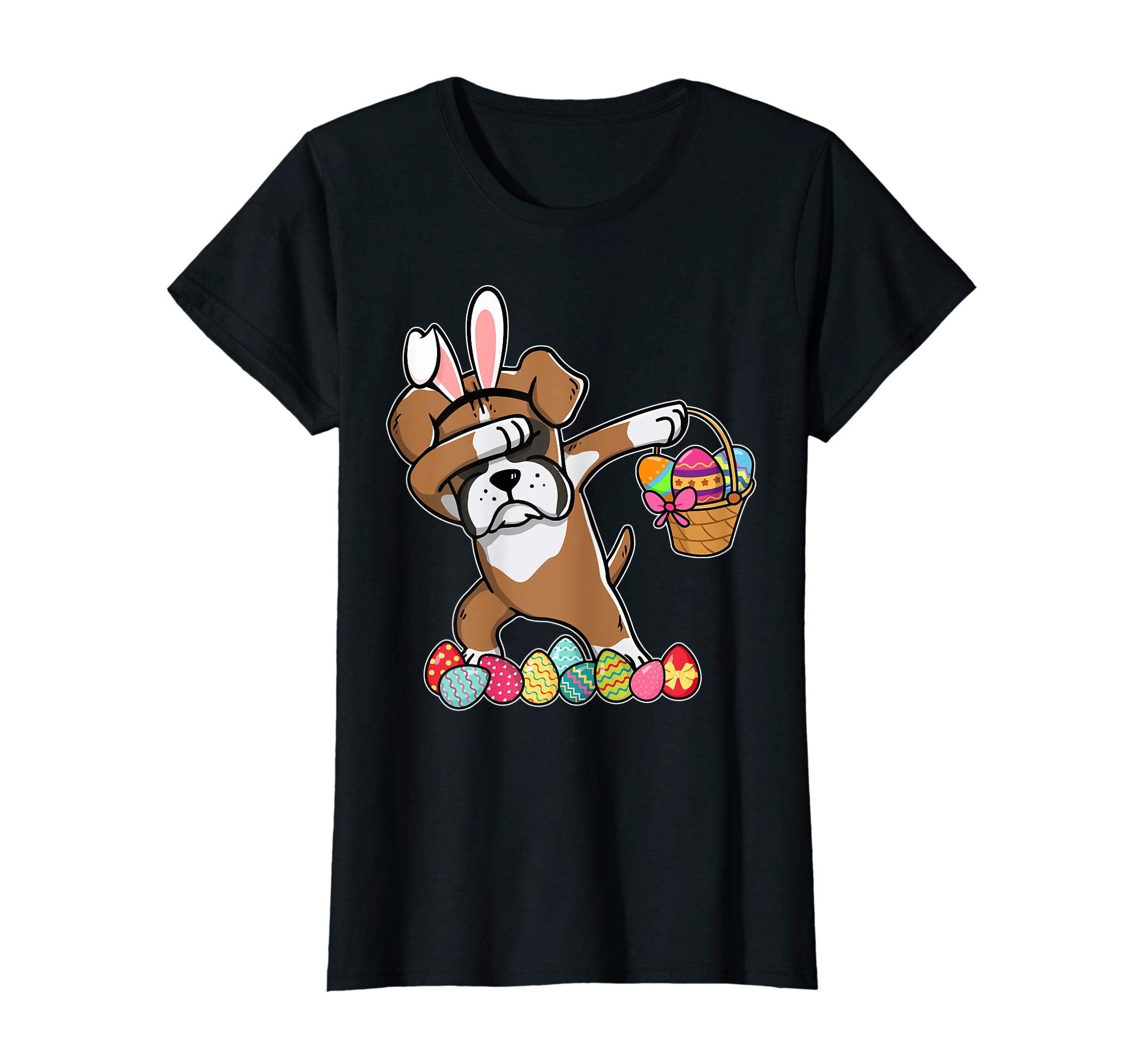 Boxer Dab Dabbing Dressed Easter Bunny Egg Basket T-Shirt