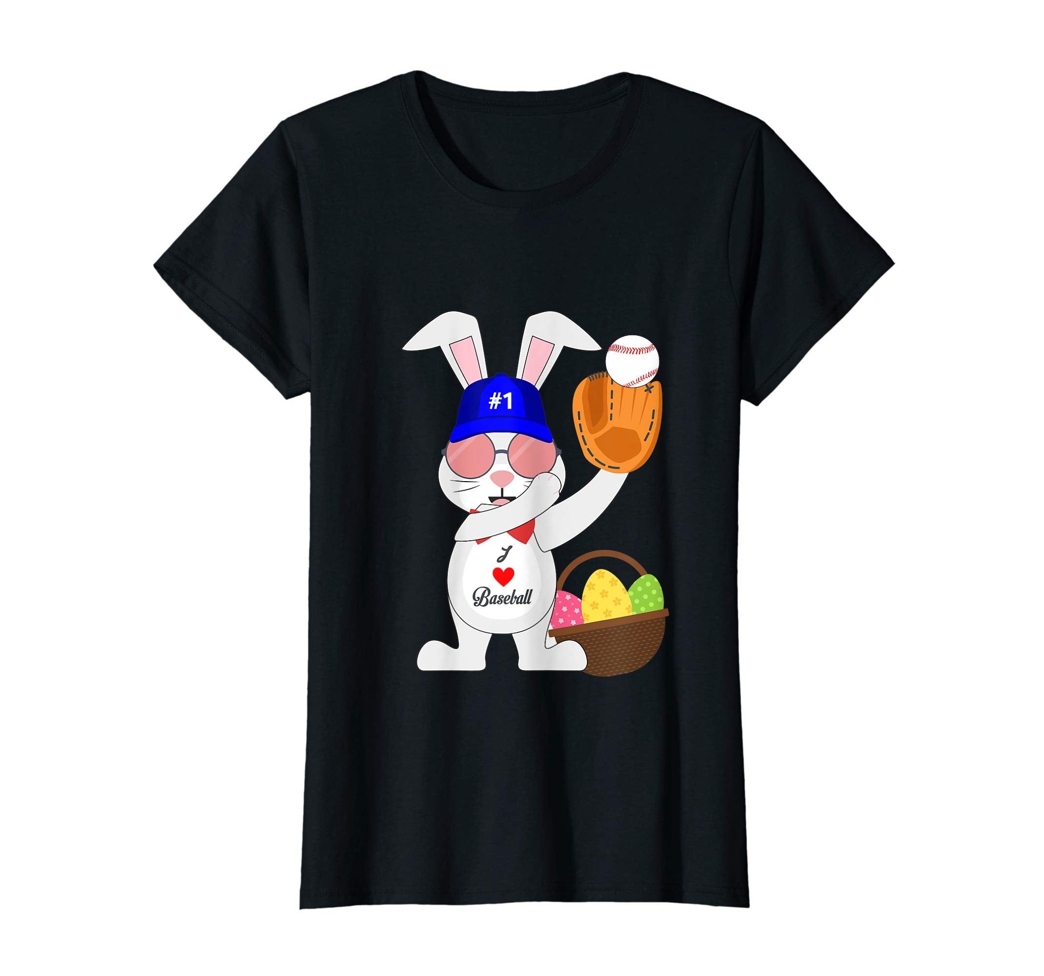 Baseball Easter Bunny Eggs & Basket Rabbit Tshirt