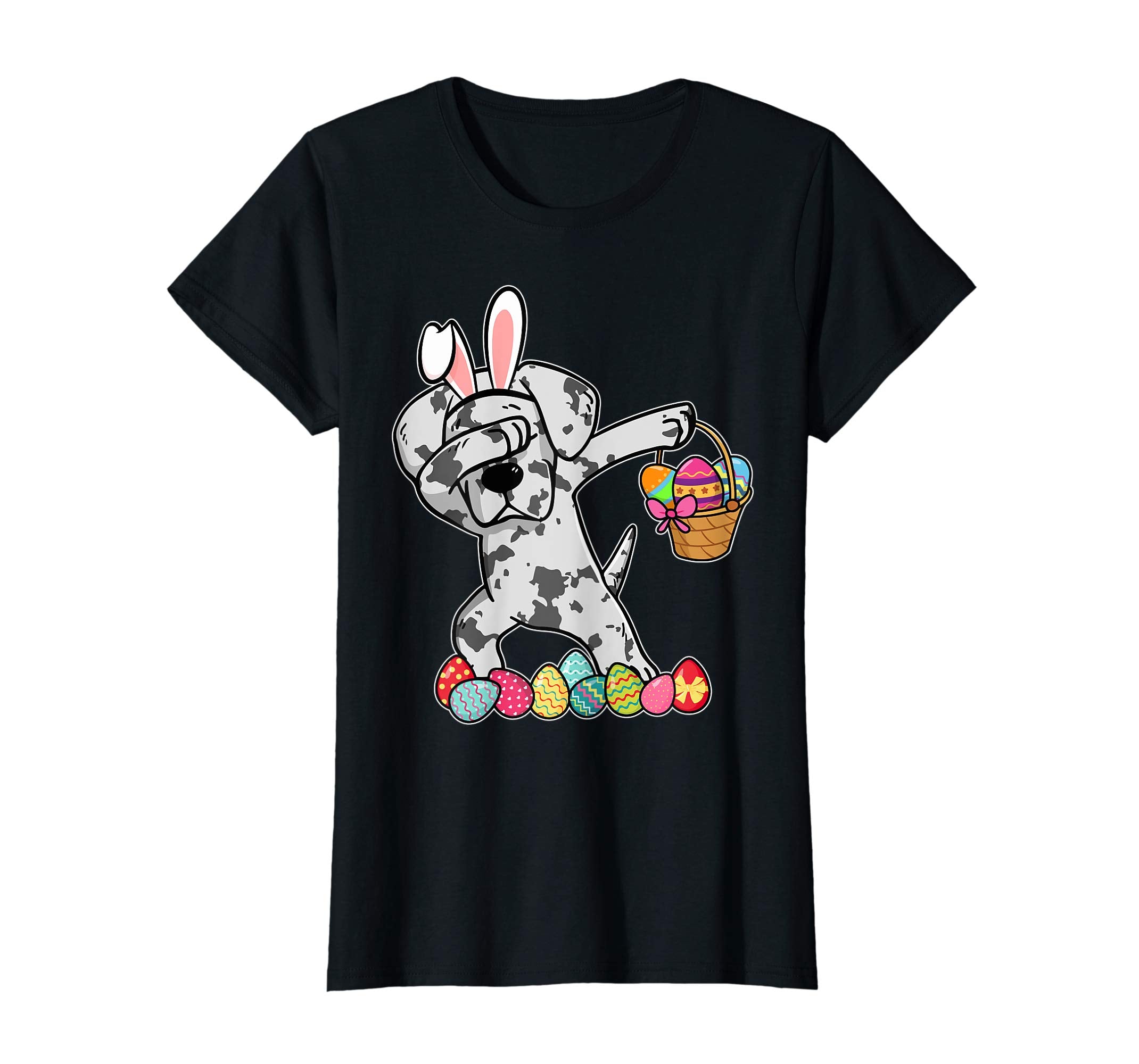 Great Dane Dabbing Easter Bunny Egg Basket Hunting T-Shirt