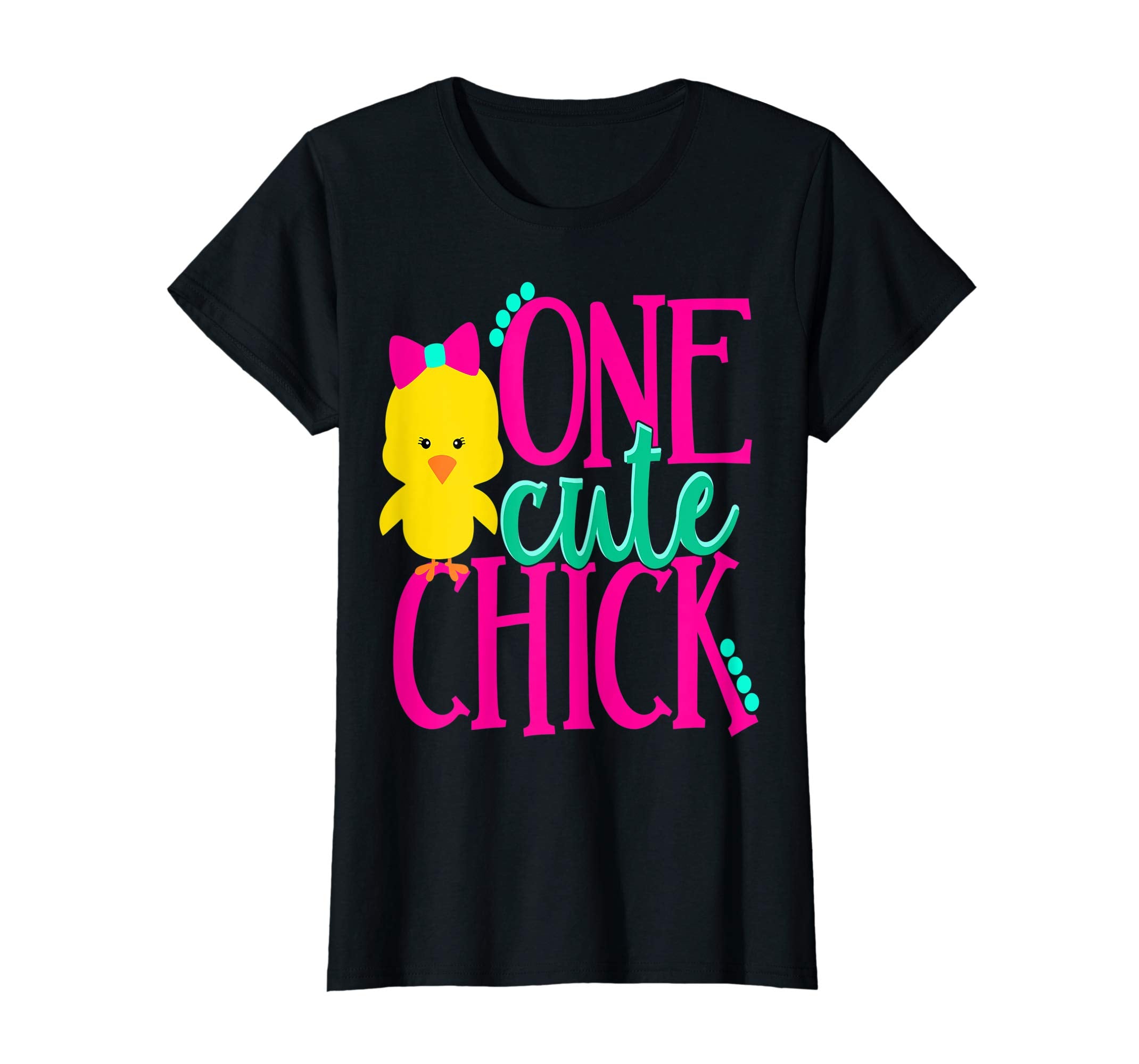 Girls Easter Shirt Kids One Cute Chick Spring Pink School