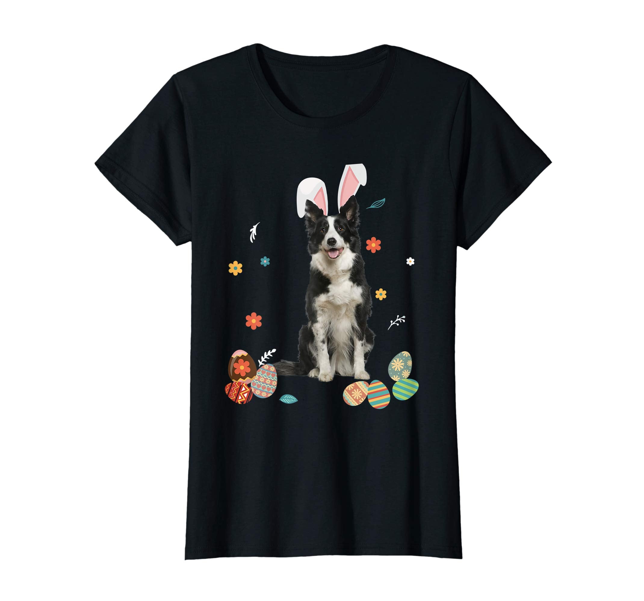 Border Collie Bunny Rabbit Happy Easter Day T-Shirt