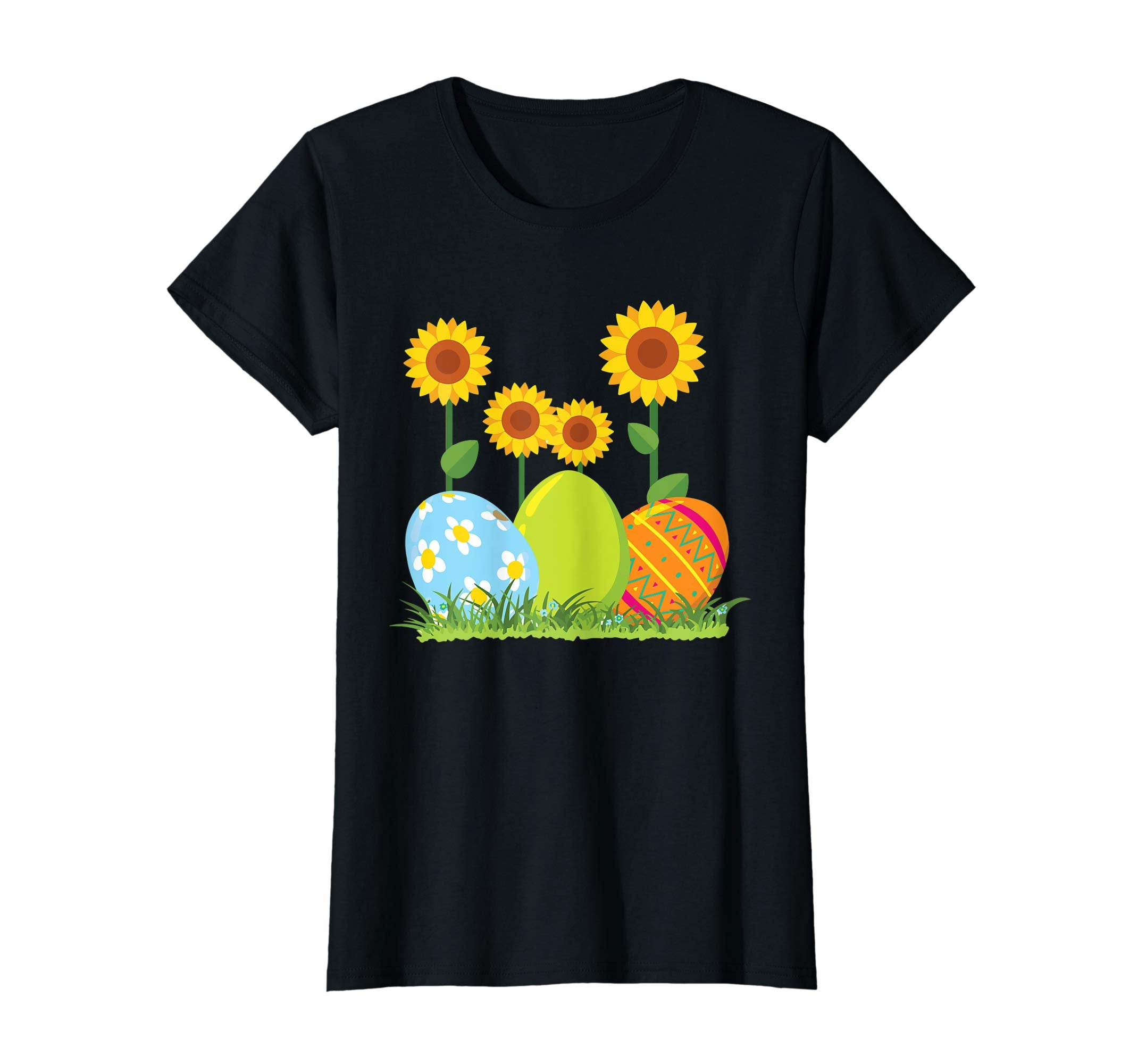 Happpy Easter Eggs Sunflower Colorful Gift T-Shirt for Women