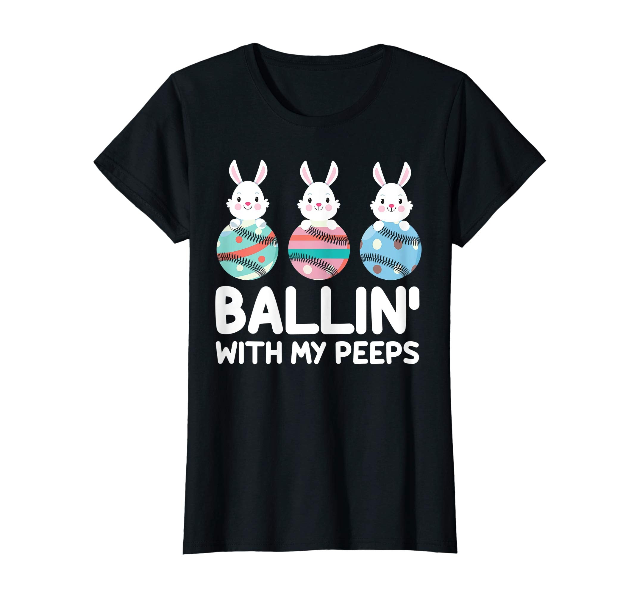 Ballin' with my Peeps funny Rabbits with Easter Eggs Tshirt