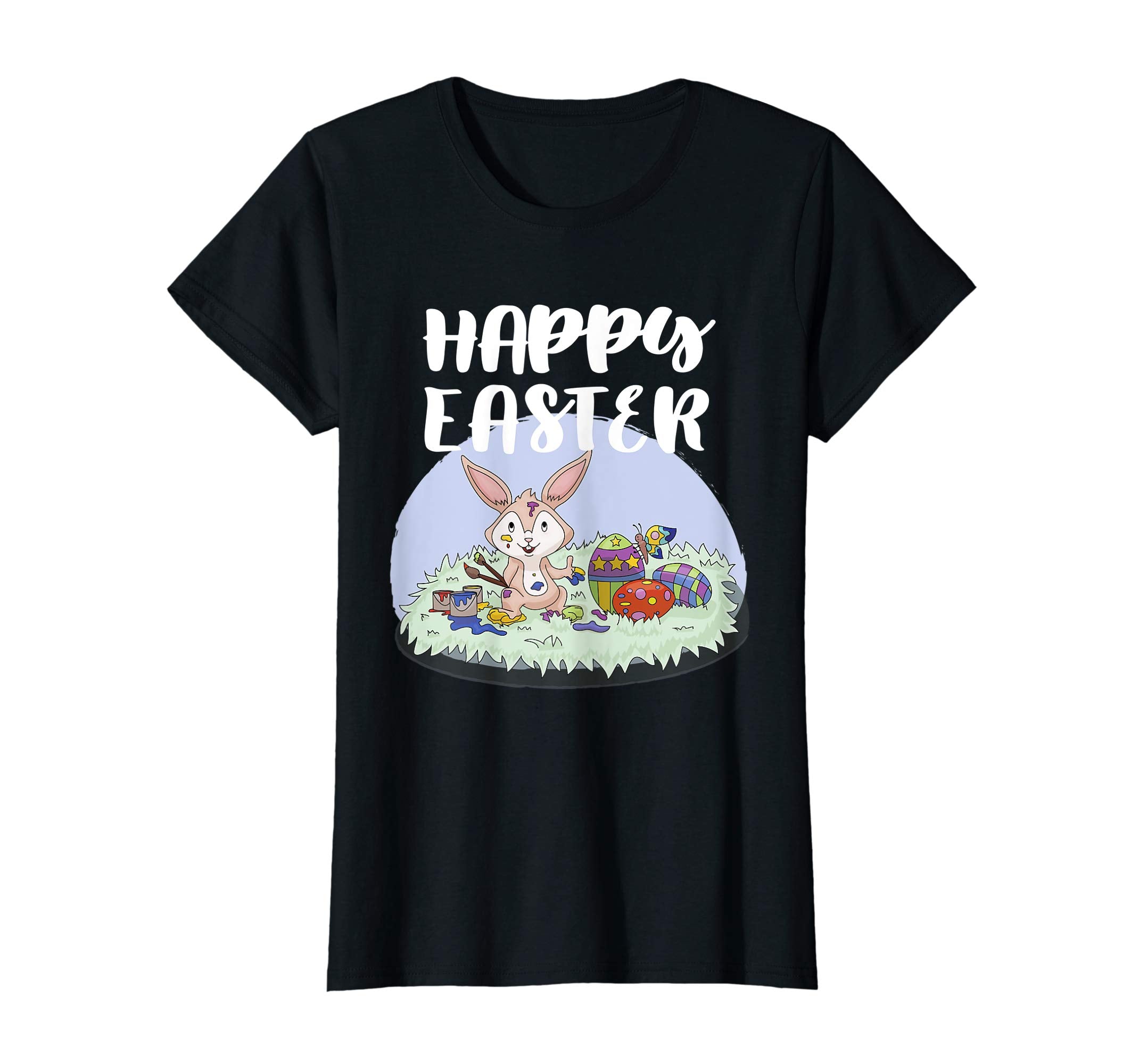 Happy Easter Bunny Tee Shirt Painting With Easter Eggs Tee