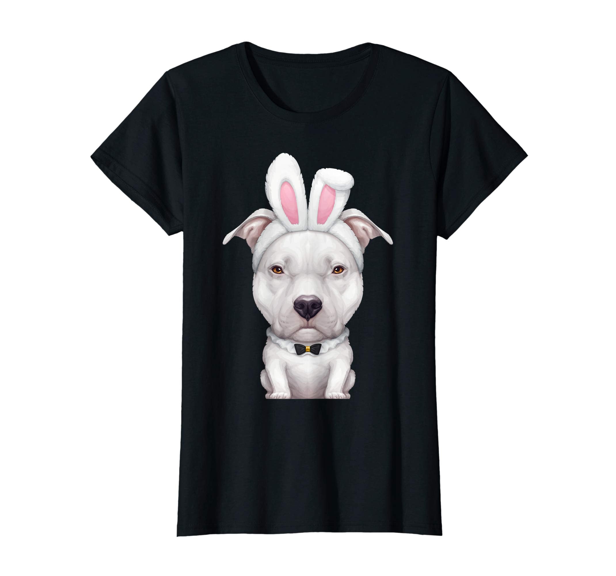 White Pit Bull Terrier in the Easter Bunny Costume T-Shirt