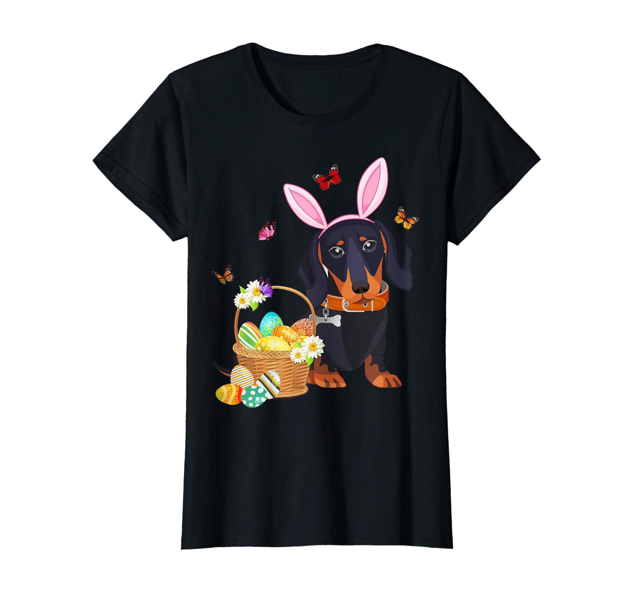 Dachshund Bunny Hat Rabbit Easter Eggs Shirt Happy Ea