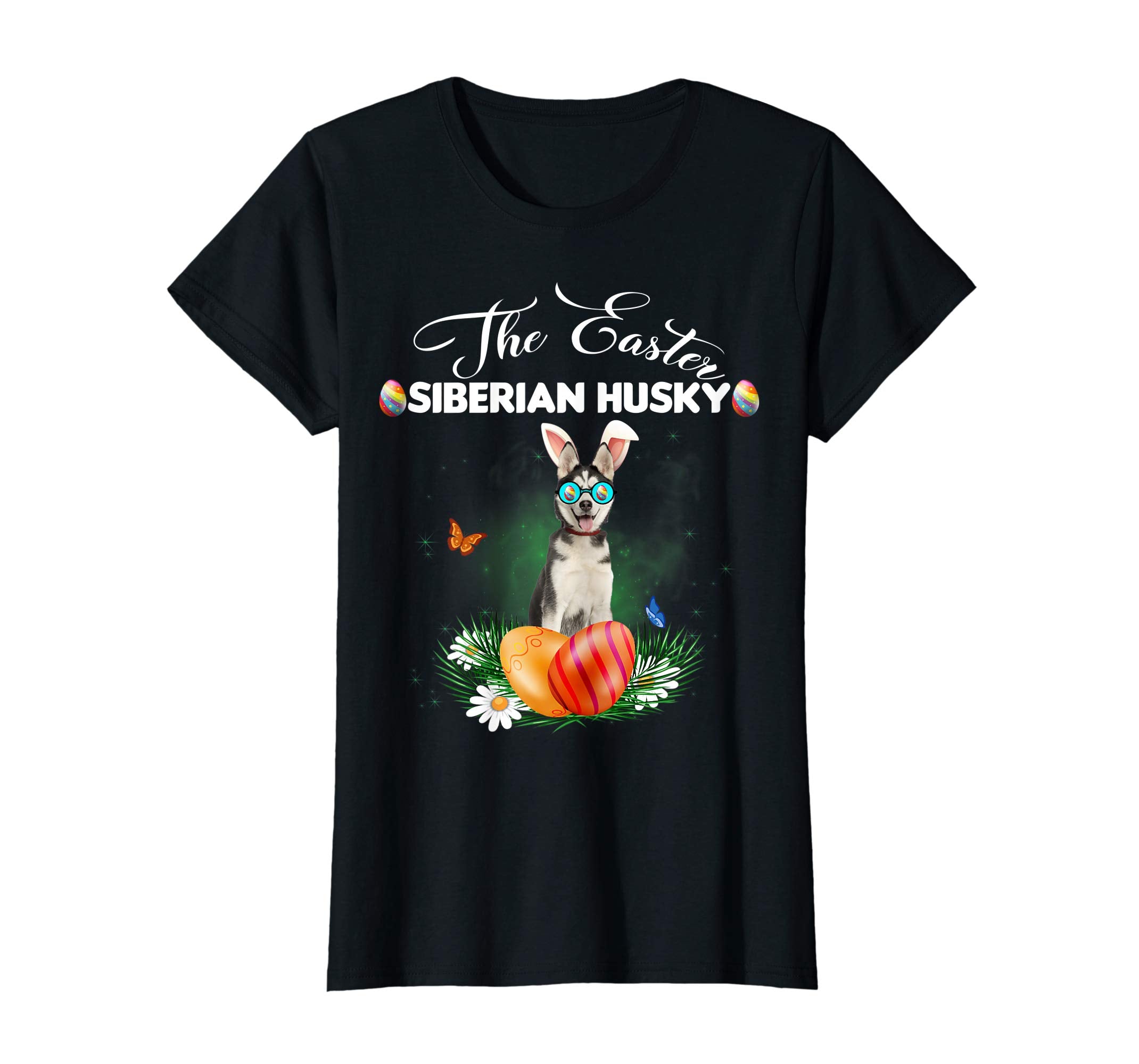 Siberian Husky Bunny Easter Day Dog Gifts T-Shirt