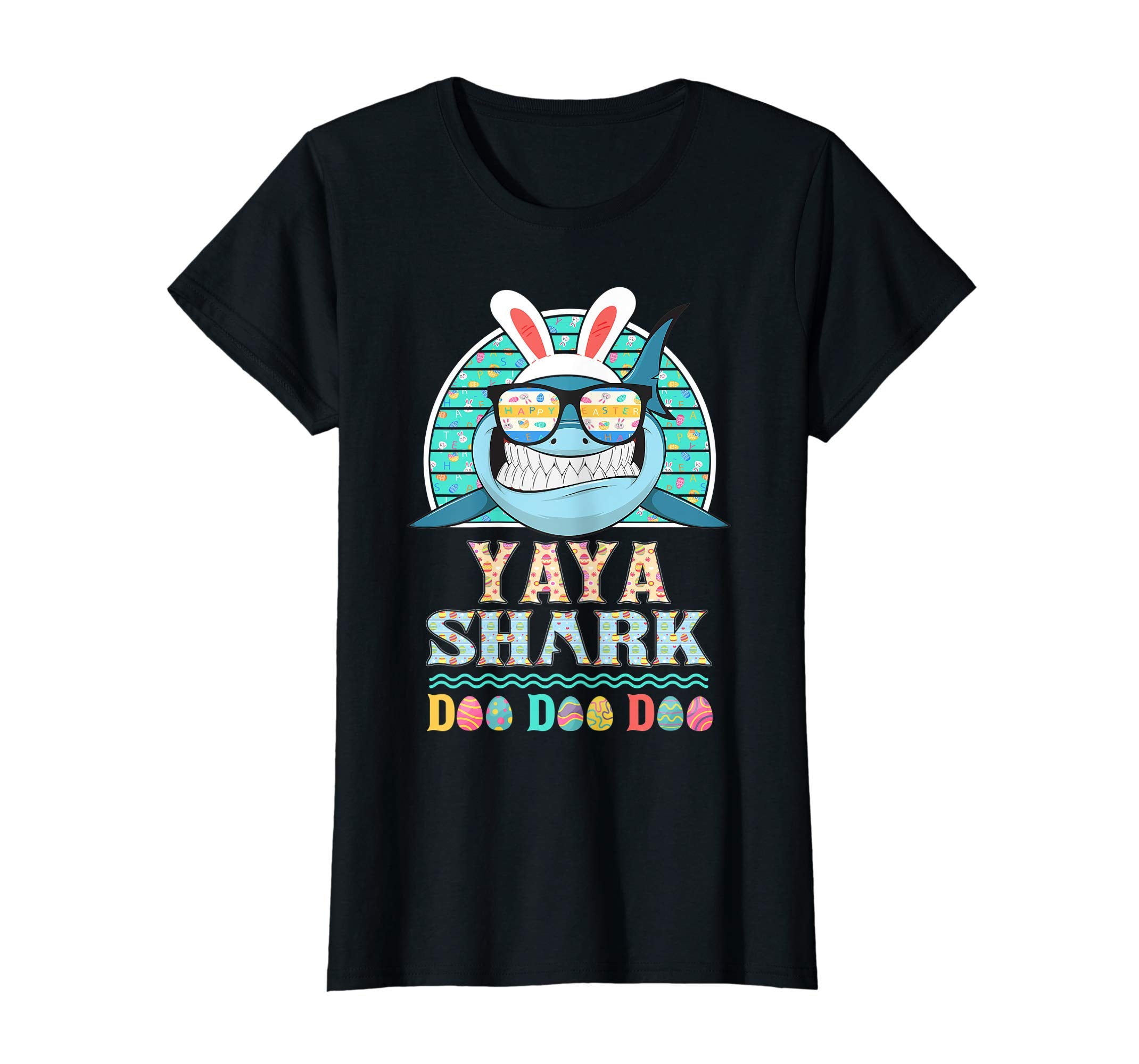 Funny Yaya Shark Happy Easter Day Gift Family Shirt