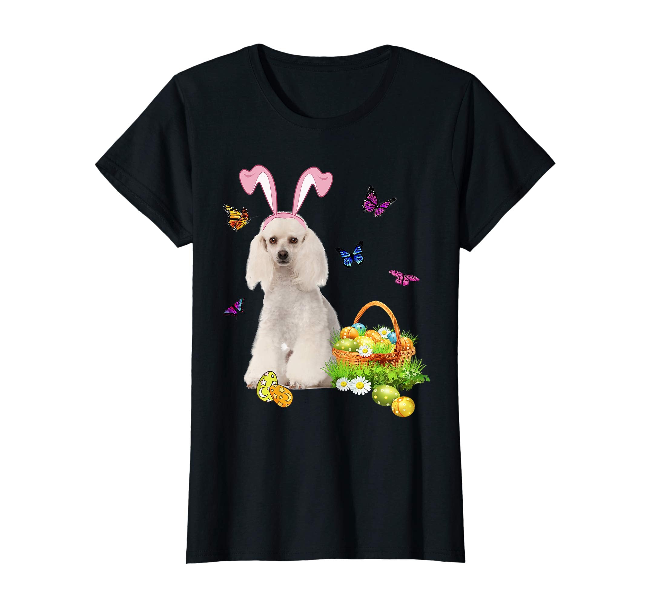 Poodle Bunny Hat Rabbit Easter Eggs T-Shirt