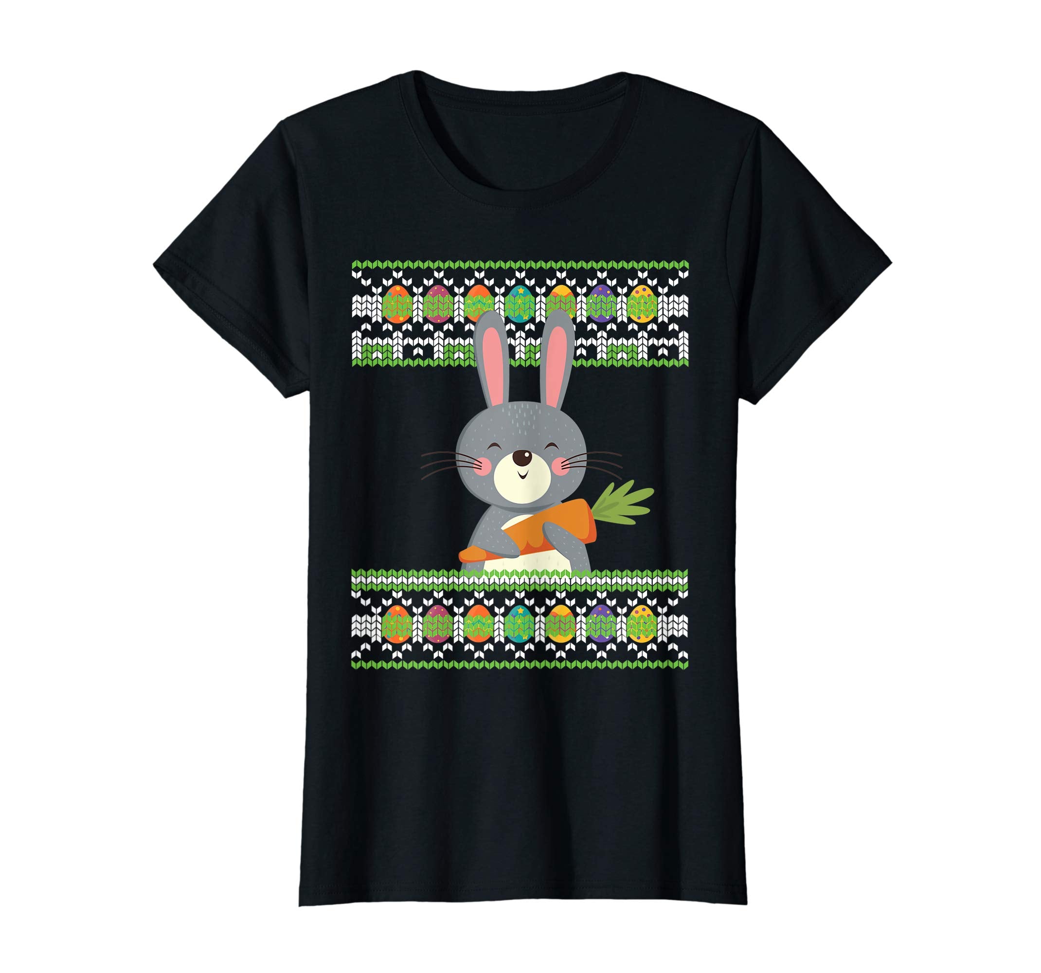 Bunny Rabbit With Big Carrot Easter Eggs Ugly Sweater Shirt