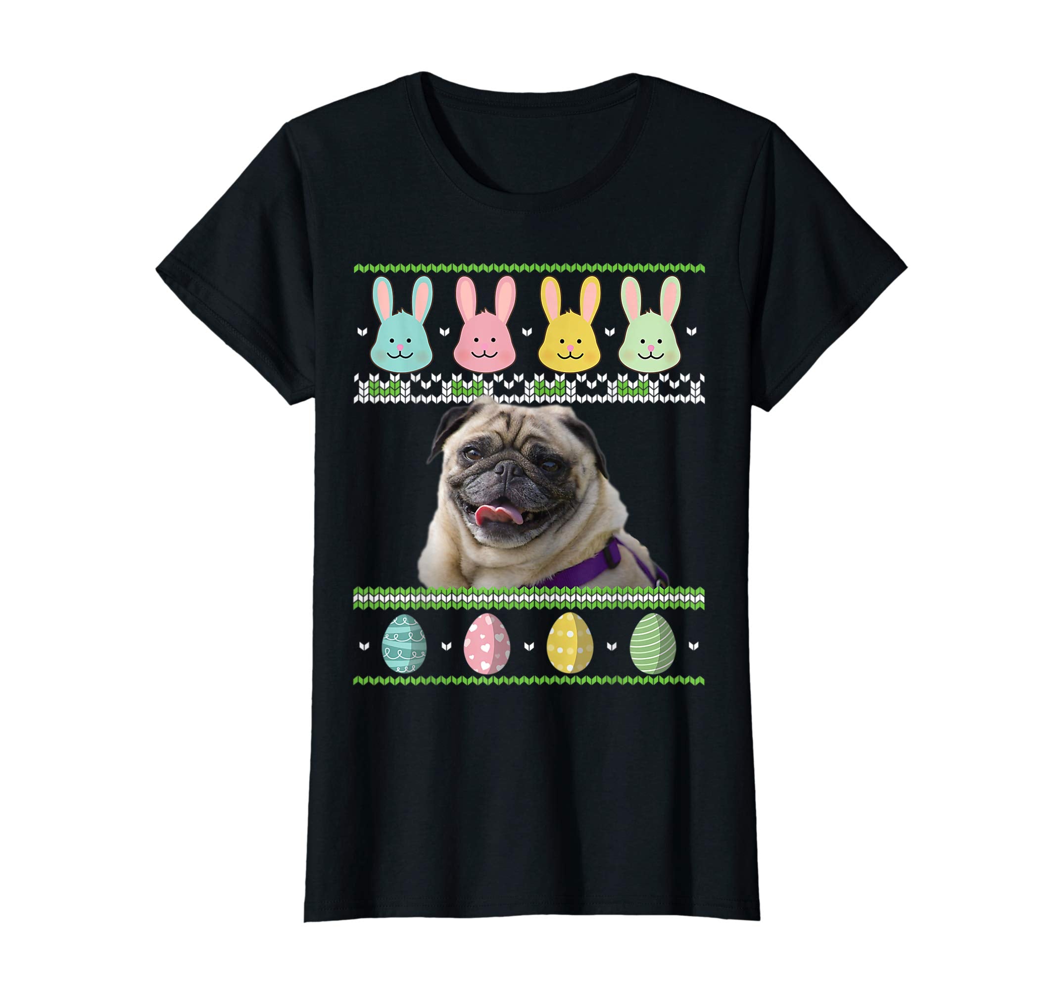 Pug Dog Bunnies Easter Eggs Ugly Sweater Happy Day Shirt
