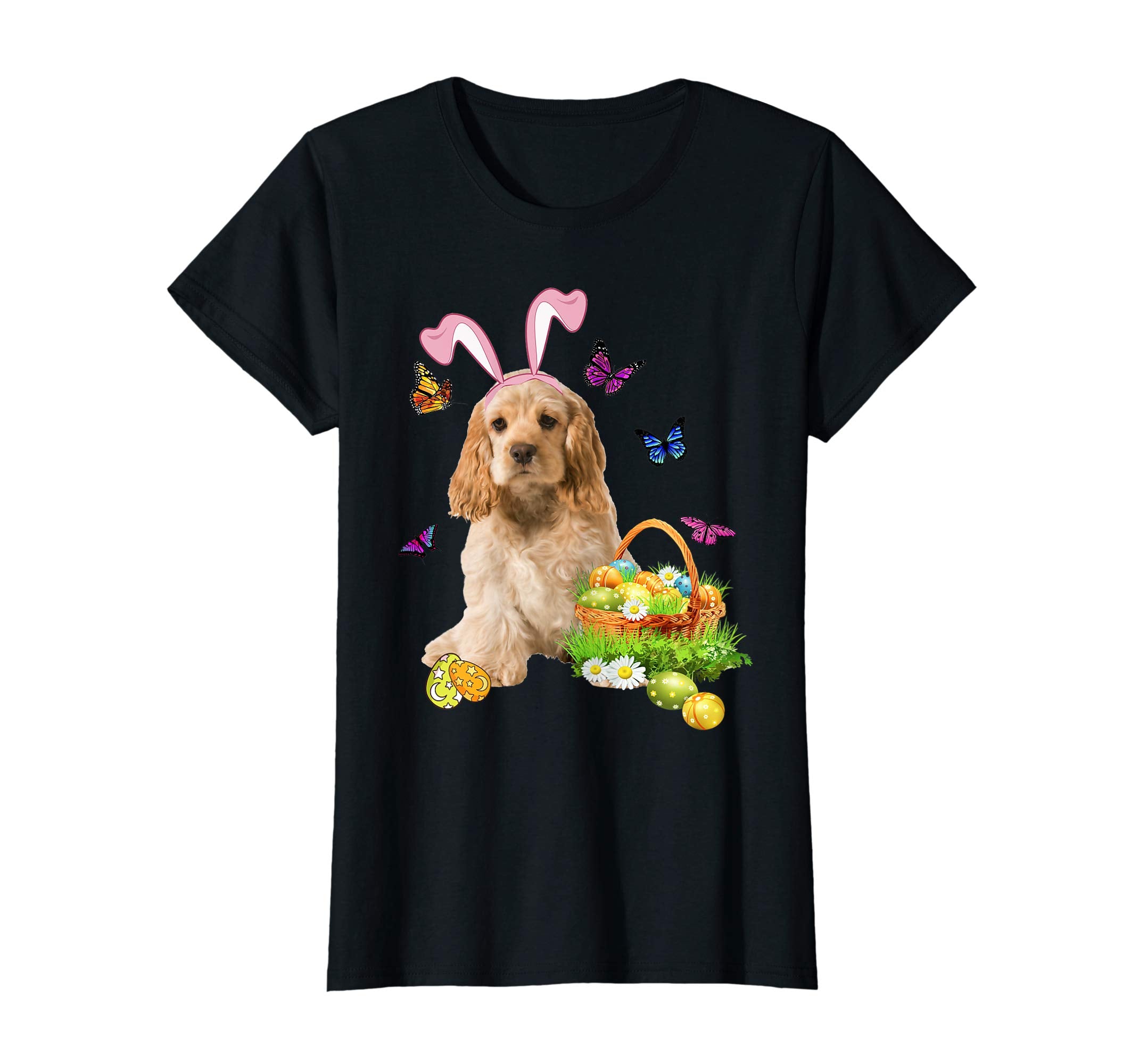 Cocker Spaniel Bunny Hat Rabbit Easter Eggs T-Shirt