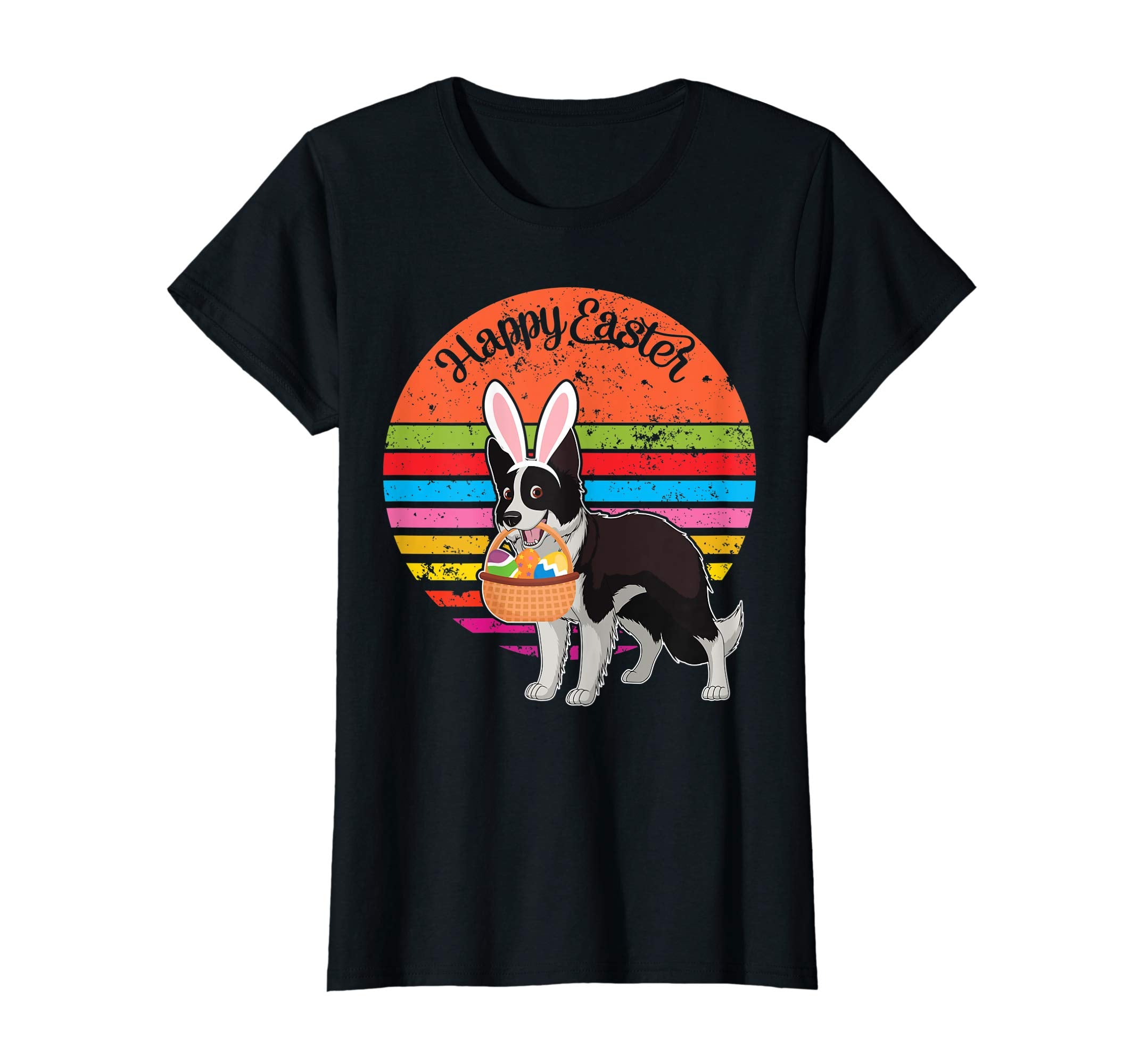 Boder Collie Bunny Dog Easter Egg Happy Easter Vintage Shirt