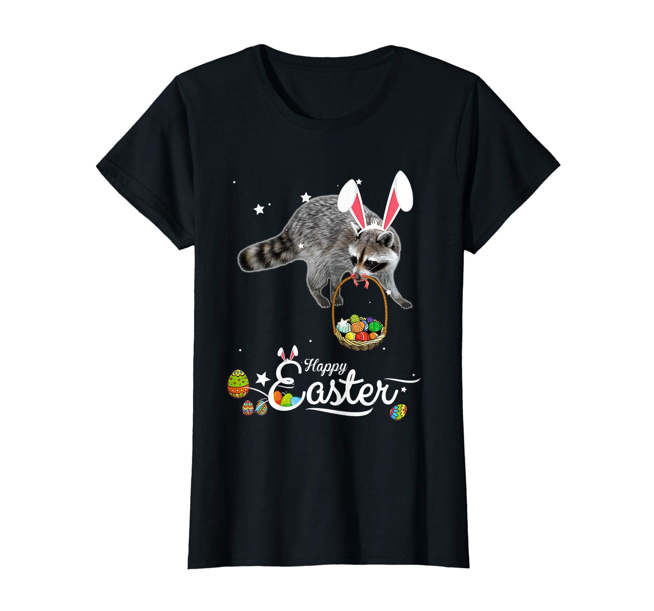 Cute Easter Racoon with Bunny Ears and Eggs T Shirt