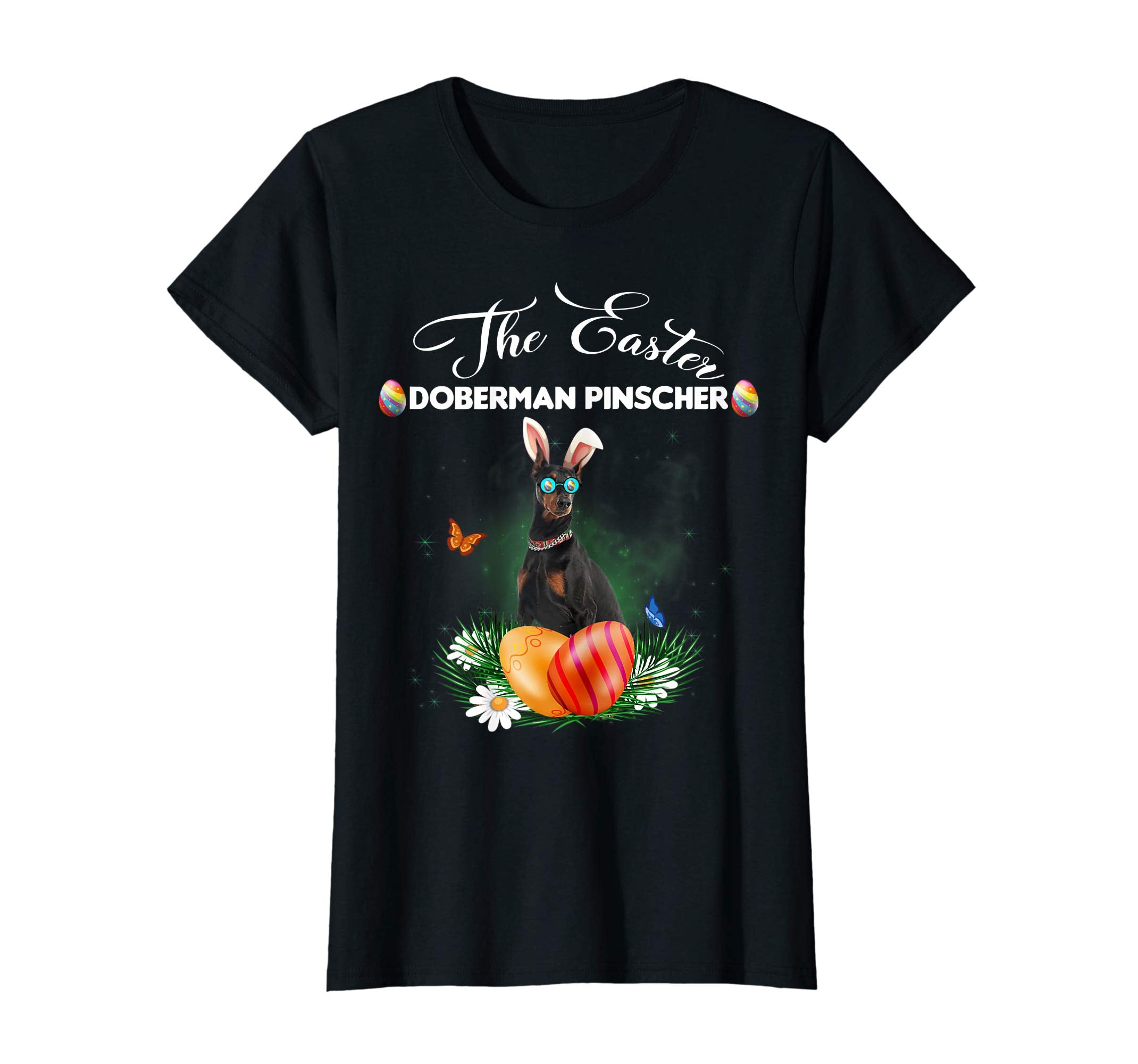 Doberman Pinscher Bunny Easter Day Dog Gifts T-Shirt