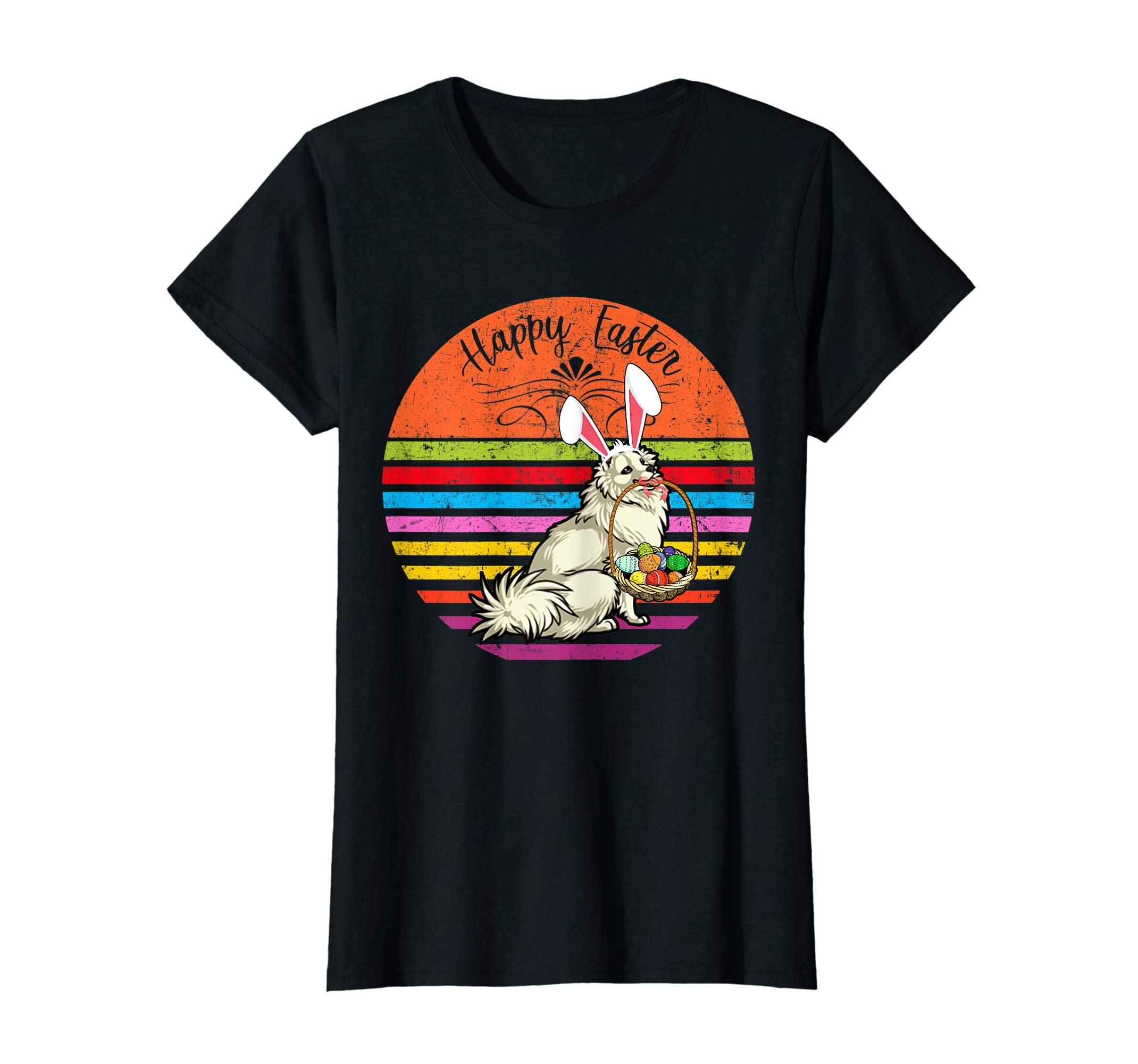 Cute Eskimo Dog With Bunny Hat Happy Easter Eggs T Shirt