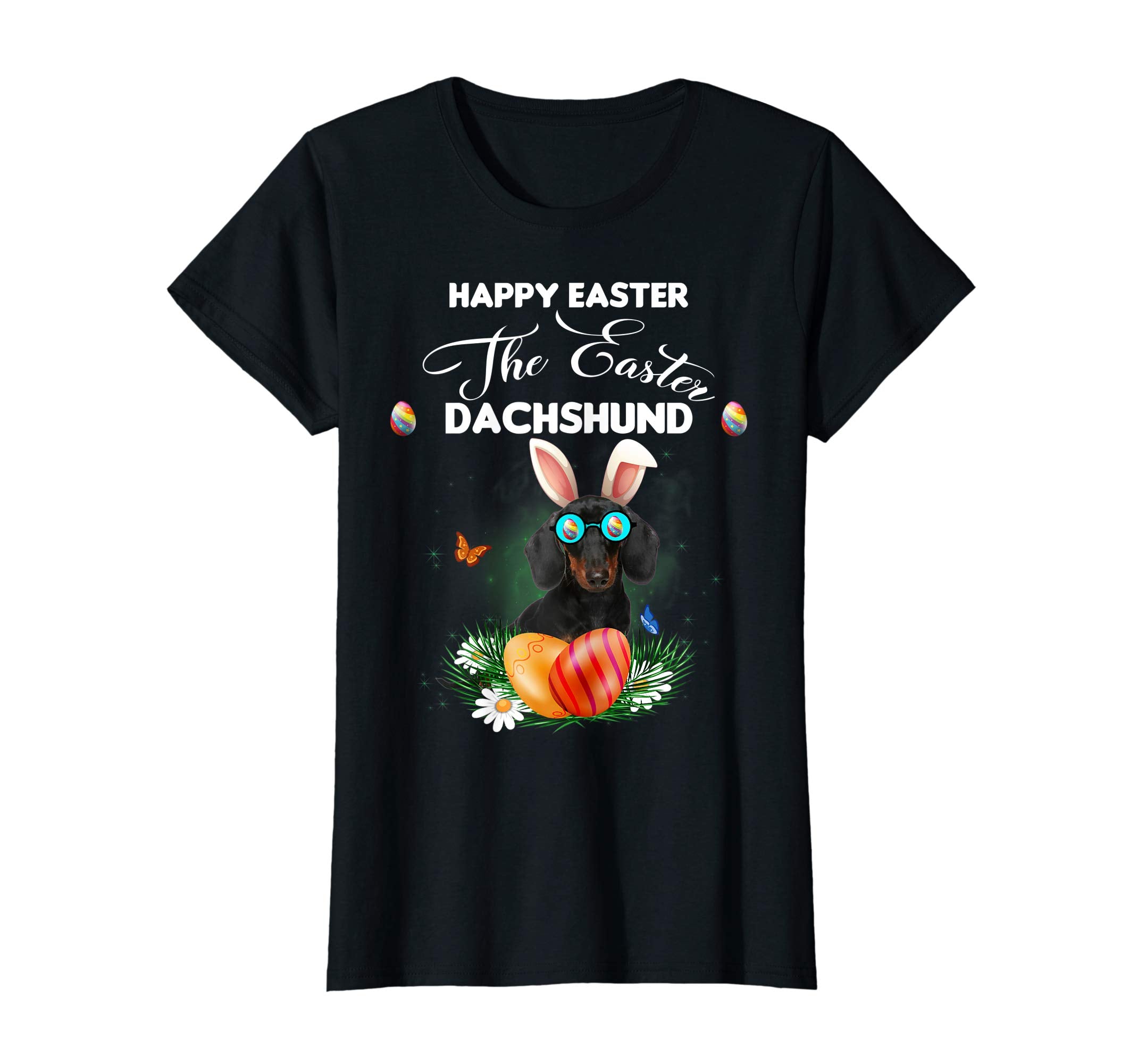 Dachshund Dog Sunglass Bunny Happy Easter Day Tshirt