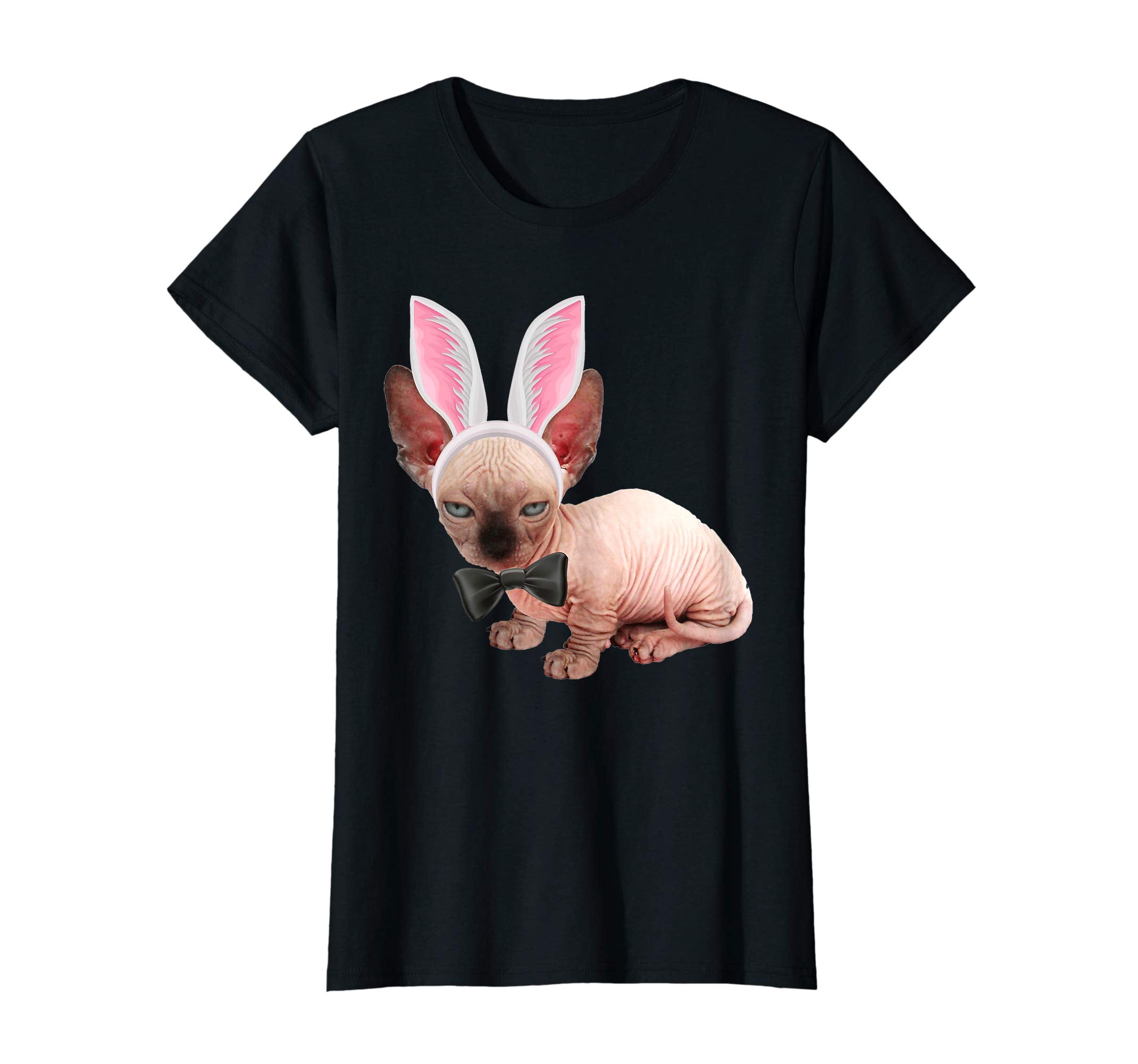 White Sphynx Cat in the Easter Bunny Costume T-Shirt