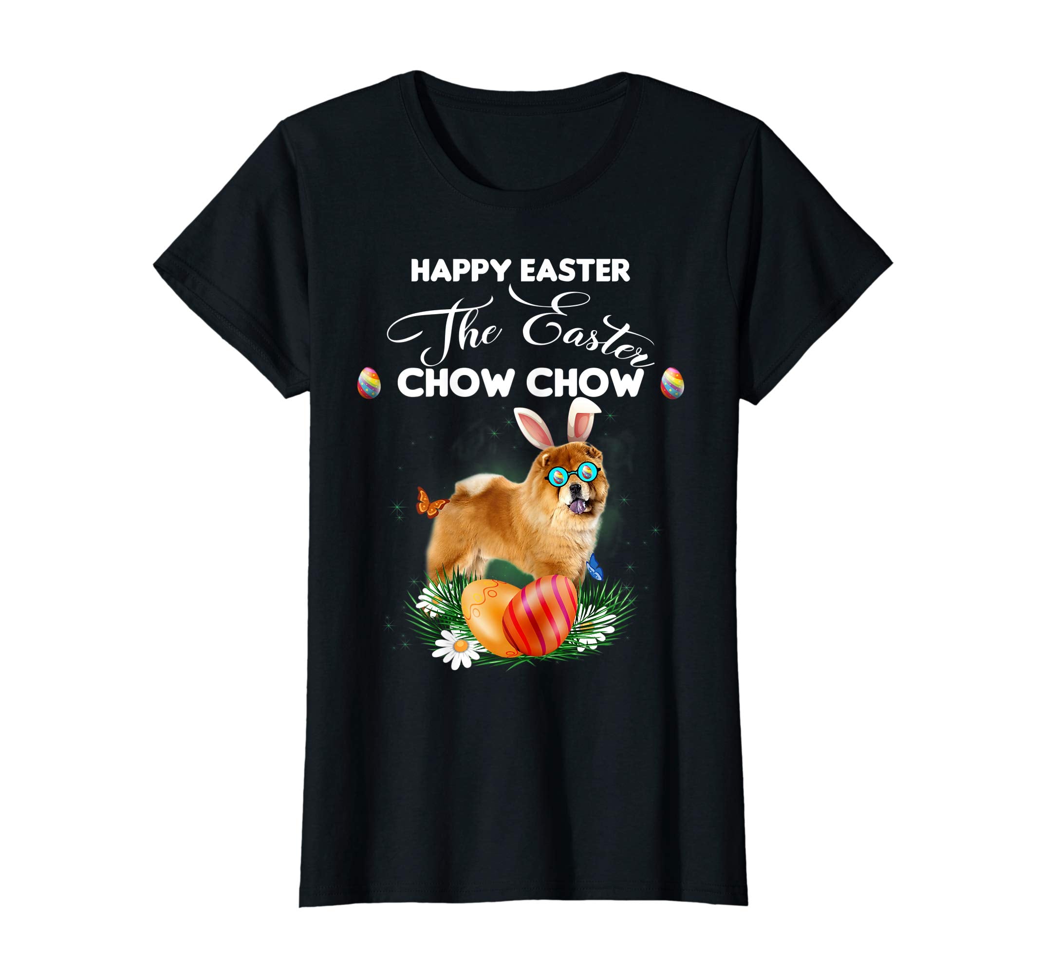 Chow Chow Dog Sunglass Bunny Happy Easter Day Tshirt