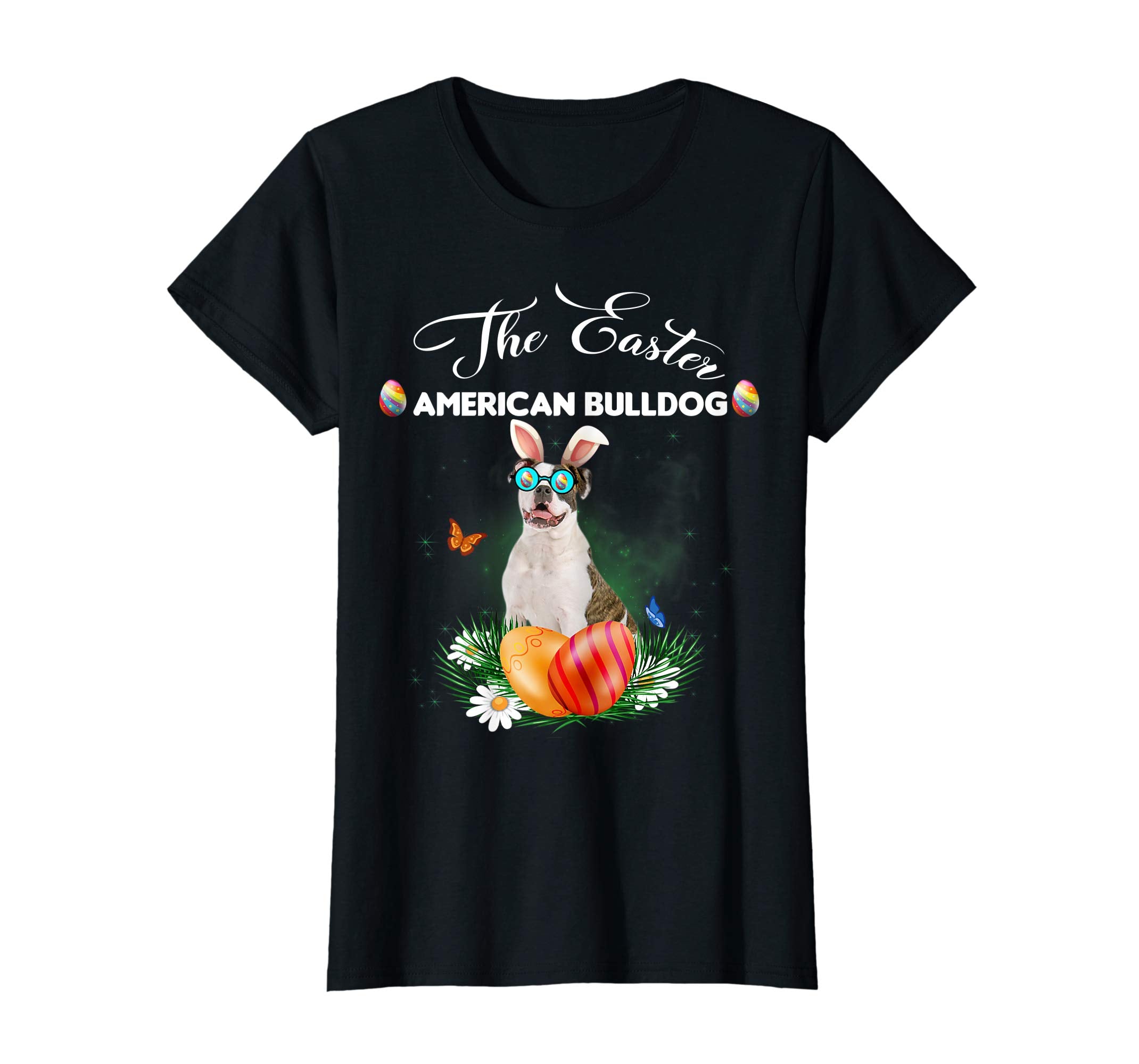 American Bulldog Bunny Easter Day Dog Gifts T-Shirt