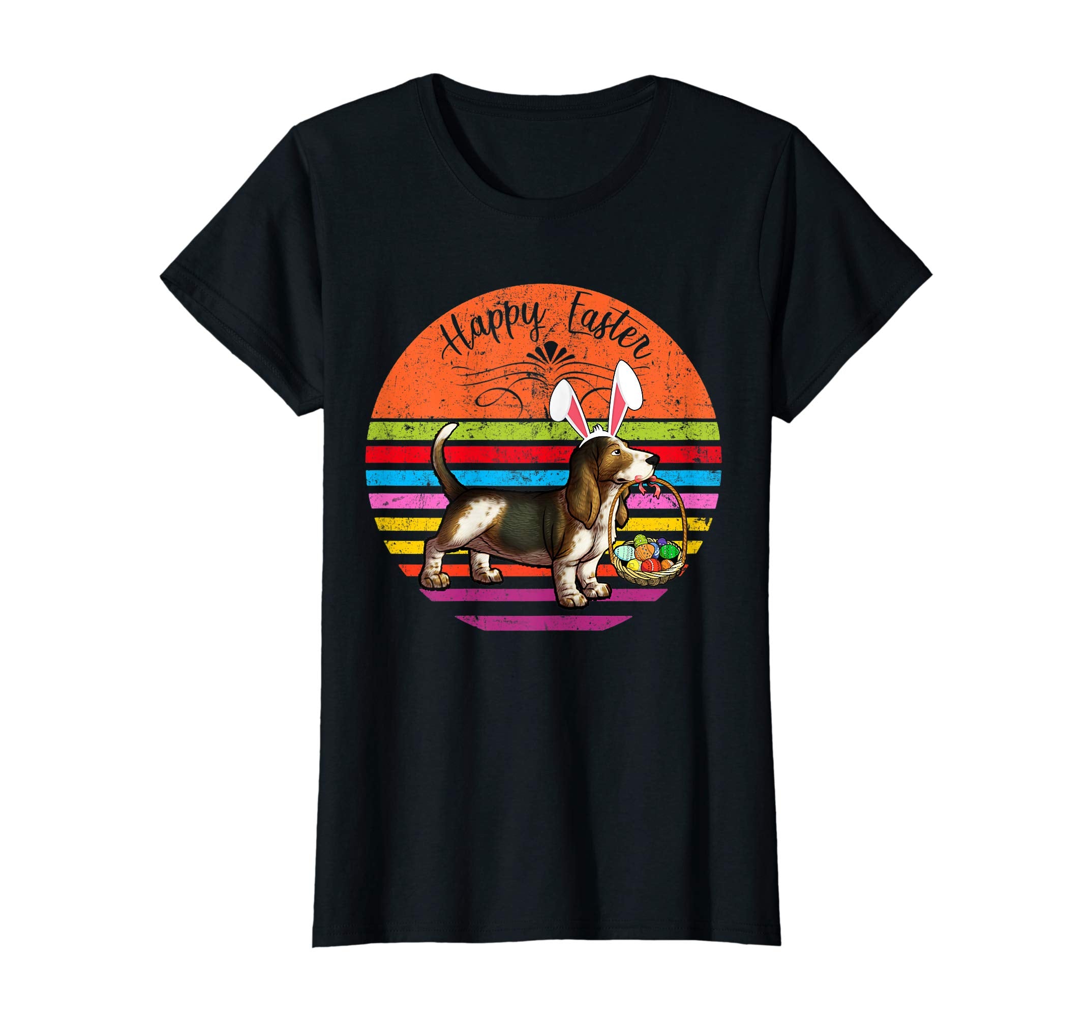 Vintage Basset Hound Dog Easter Eggs Basket T Shirt