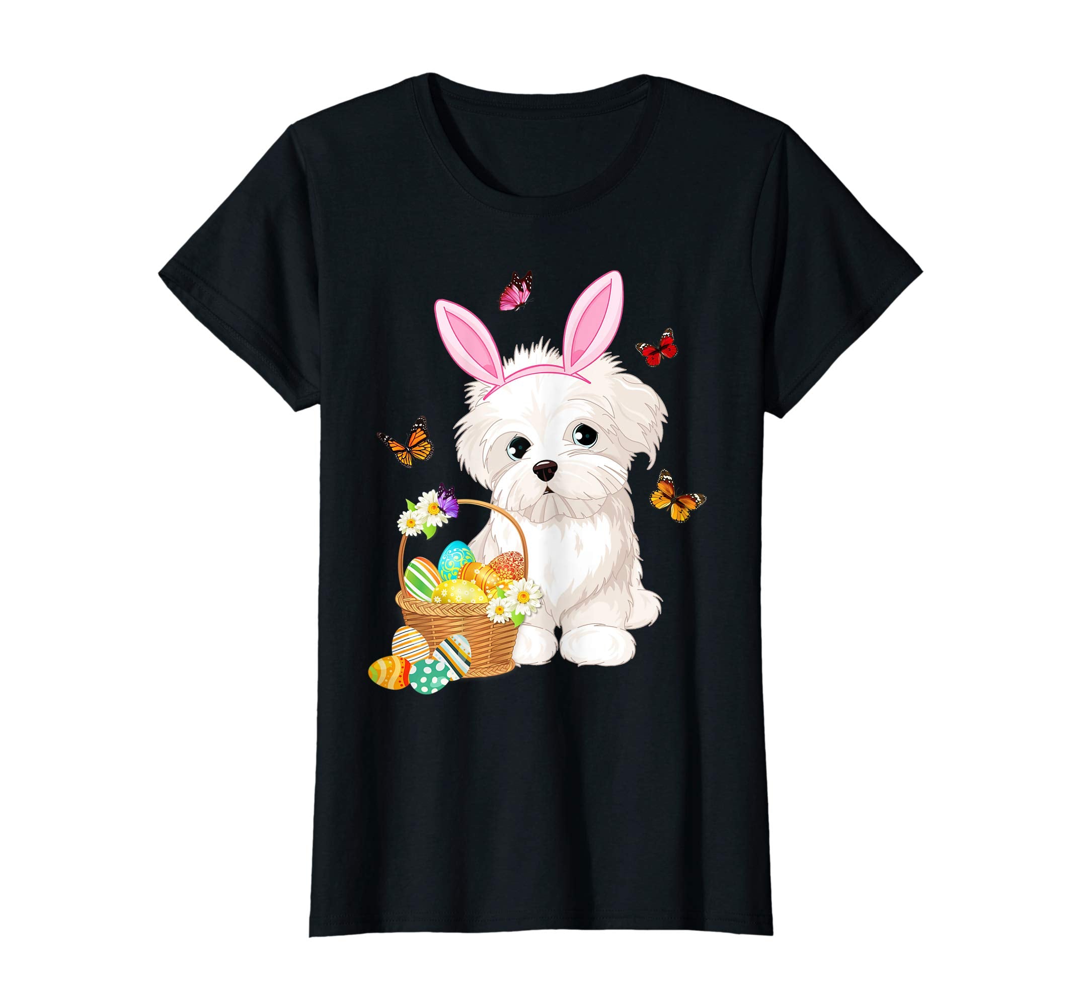 Maltese Bunny Hat Rabbit Easter Eggs Shirt Happy Ea