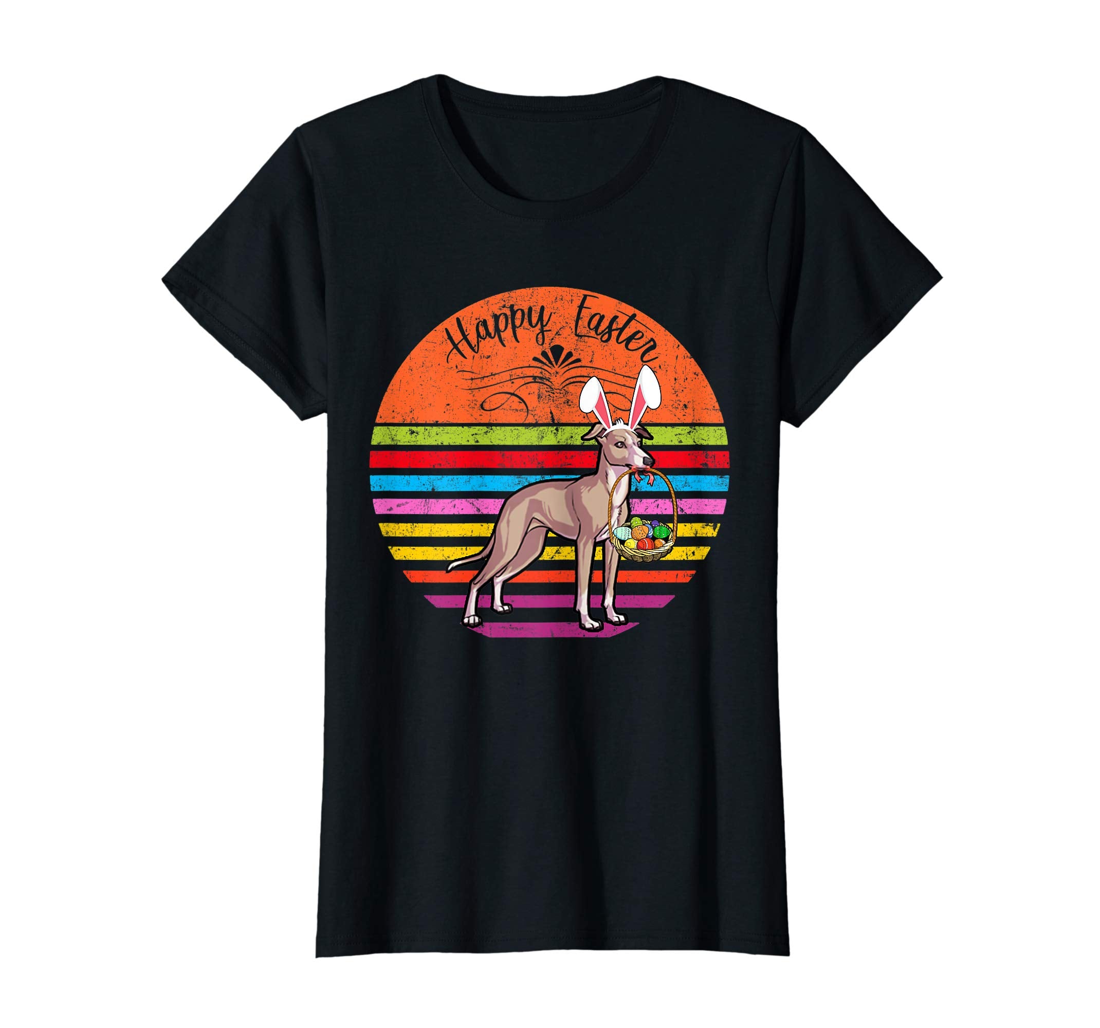 Cute Italian Greyhound Dog With Bunny Hat Easter Eggs Shirt