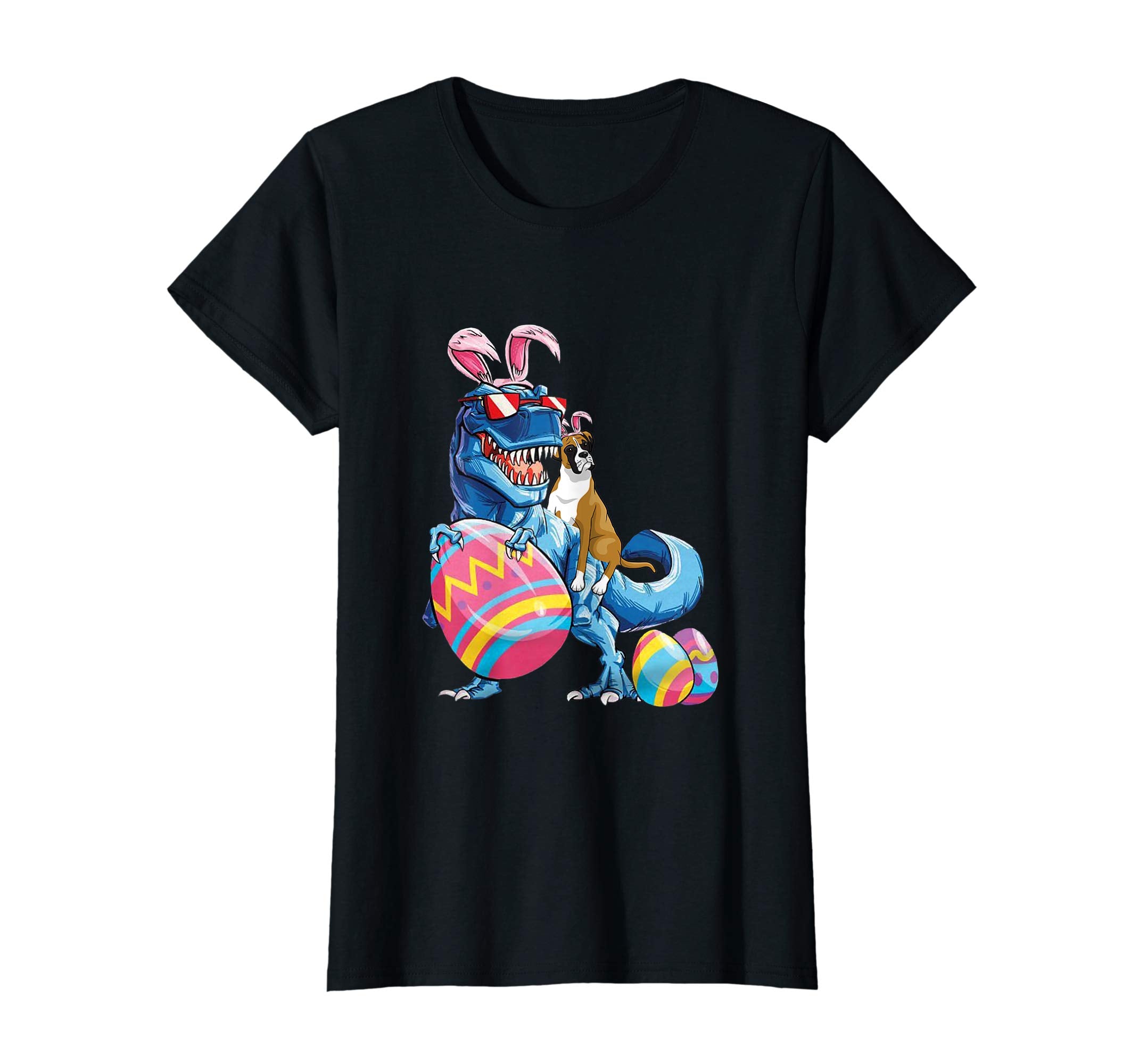 Boxer Easter Riding Dinousaus Easter Bunny Lover Gift Shirt