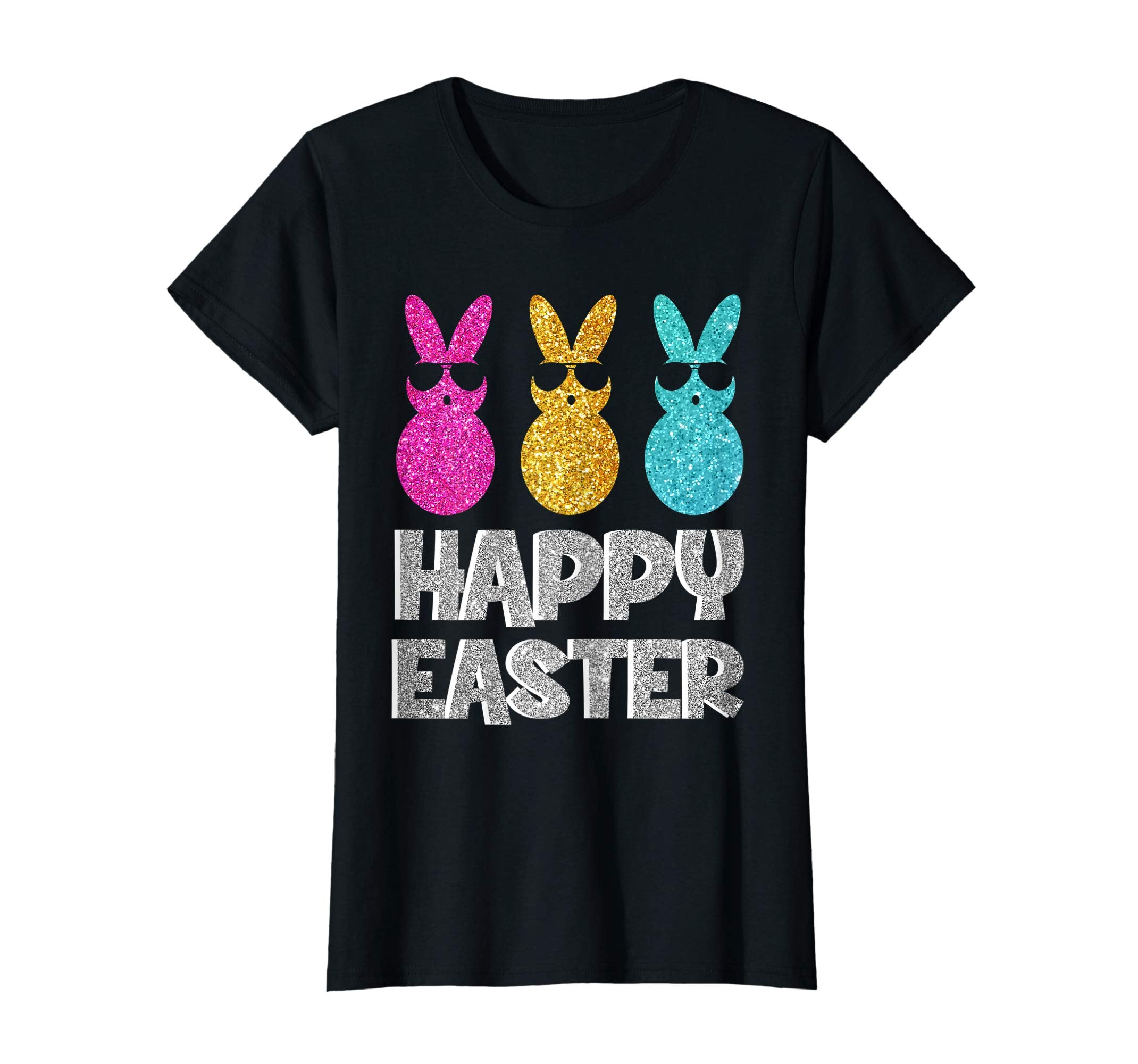 Colorful Three Bunnies with Sunglasses Happy Easter T-shirt