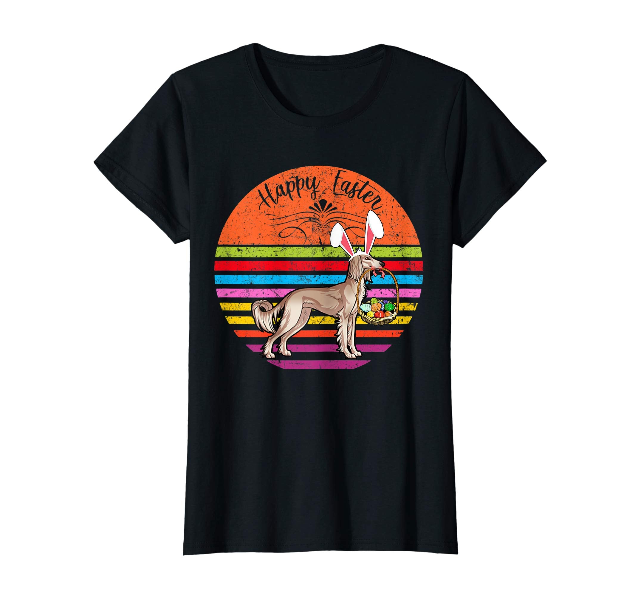 Cute Saluki Dog With Bunny Hat Happy Easter Eggs T Shirt