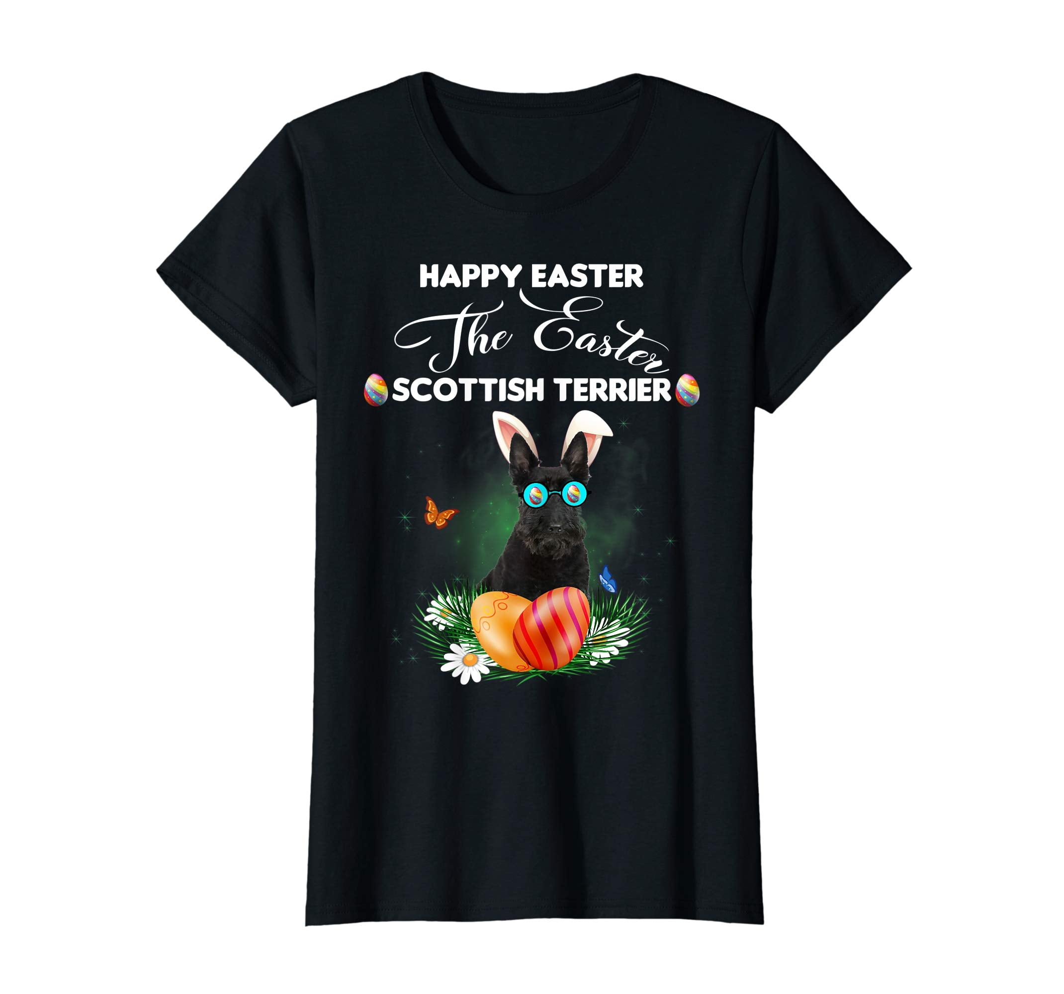 Scottish Terrier Dog Sunglass Bunny Happy Easter Day Tshirt