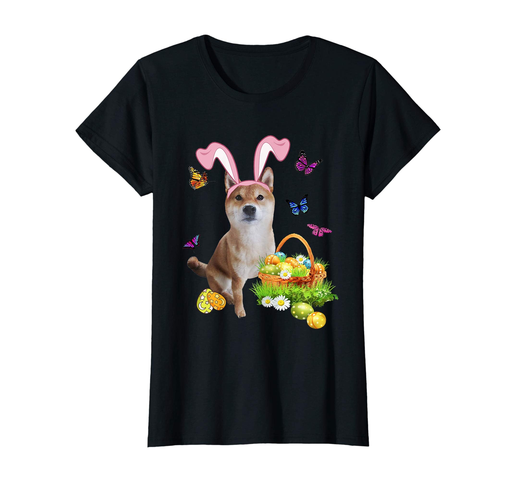 Akita Inu Bunny Hat Rabbit Easter Eggs T-Shirt
