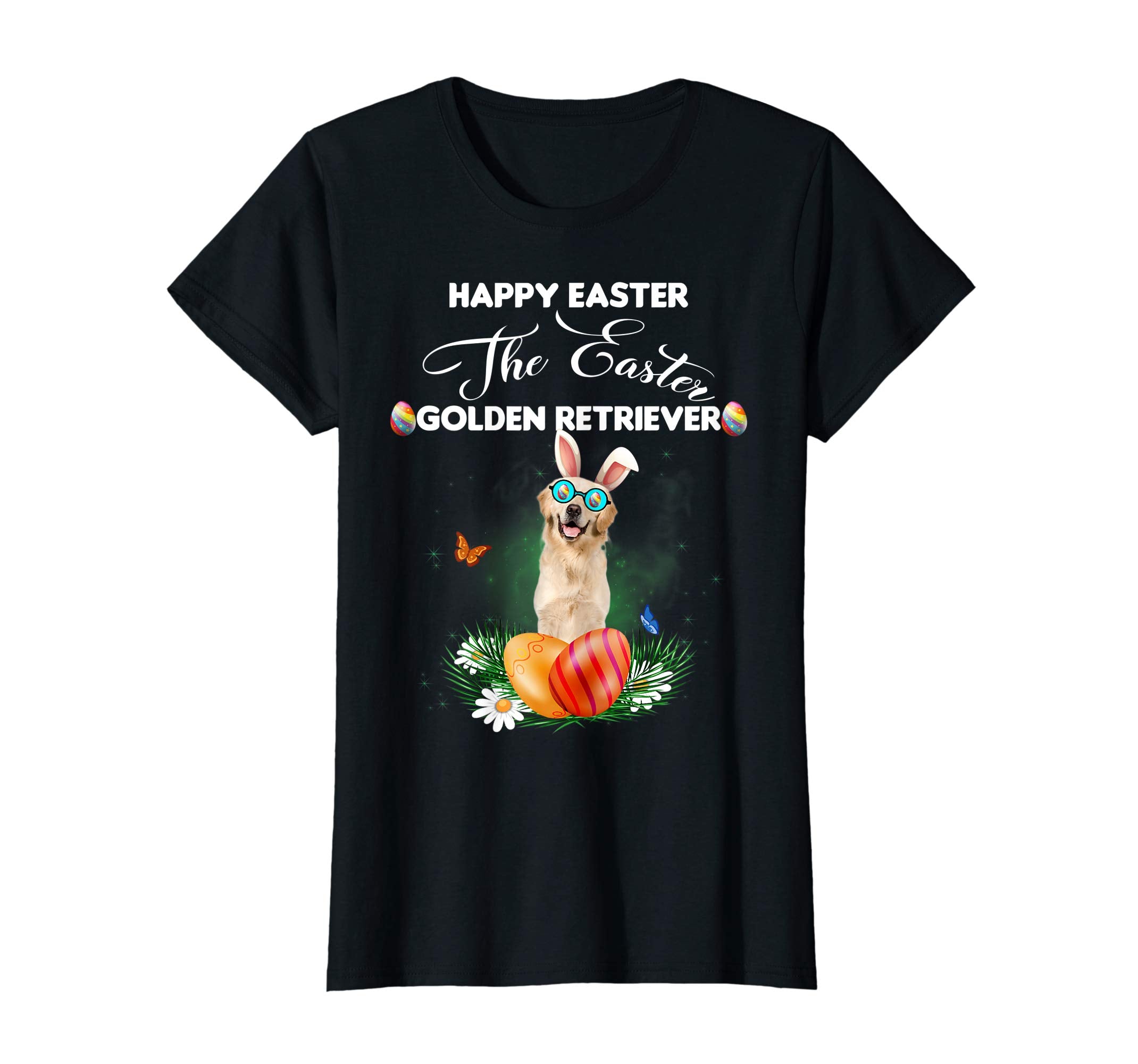 Golden Retriever Dog Sunglass Bunny Happy Easter Day Tshirt