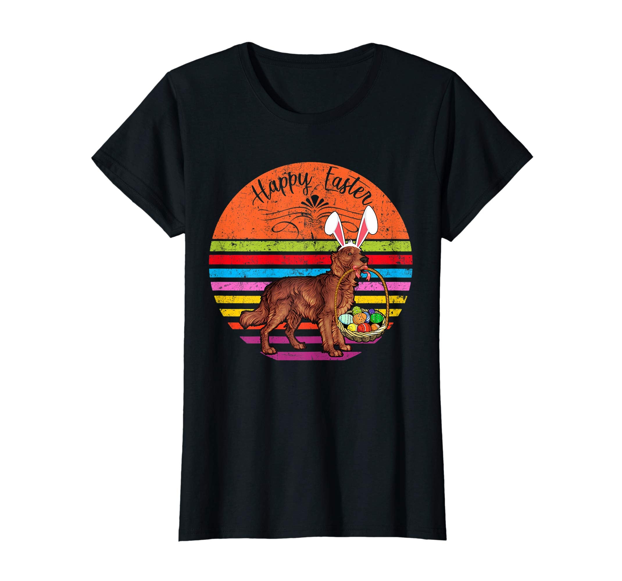 Vintage Irish Setter Dog Easter Eggs Basket T Shirt