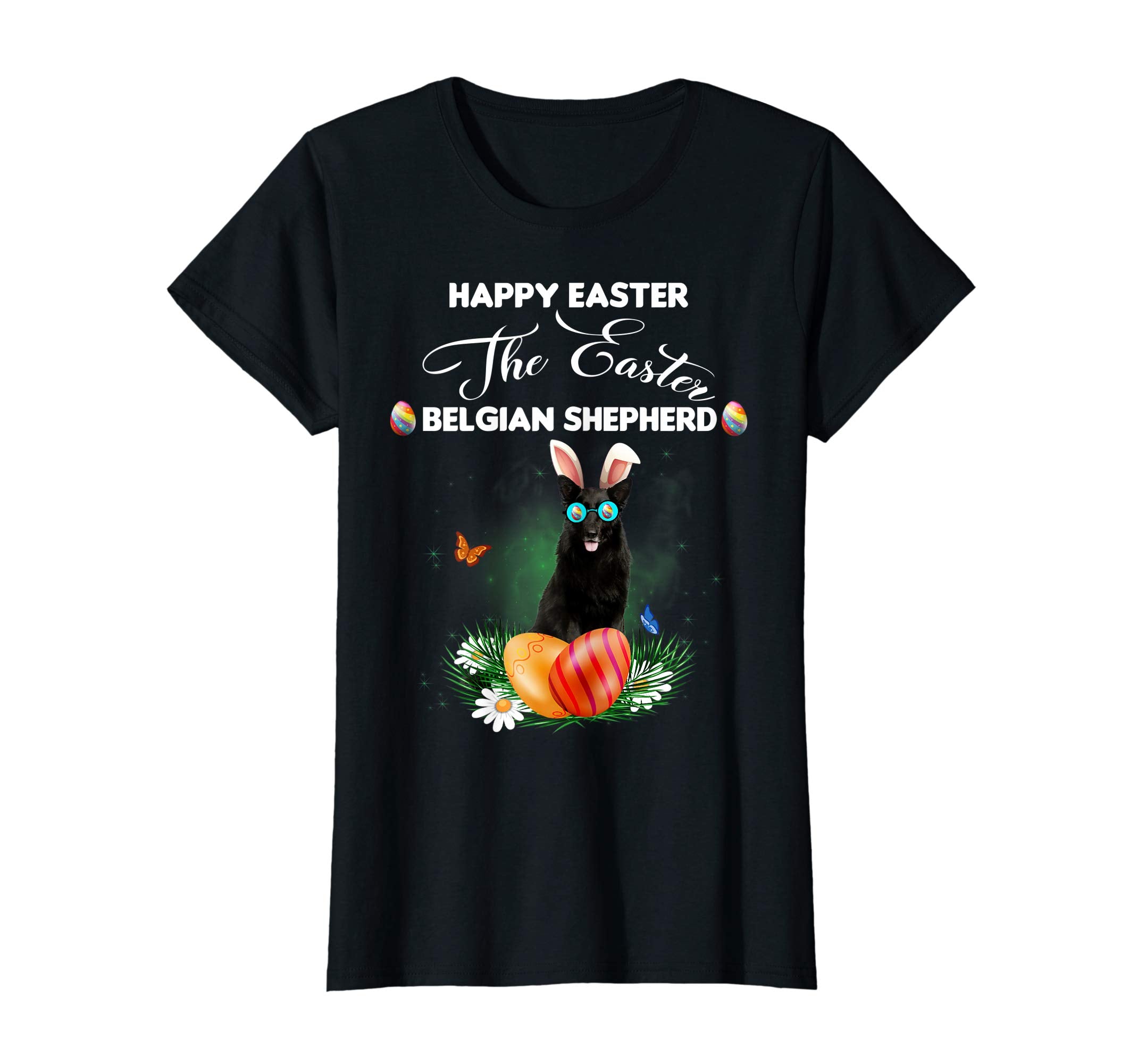 Belgian Shepherd Dog Sunglass Bunny Happy Easter Day Tshirt