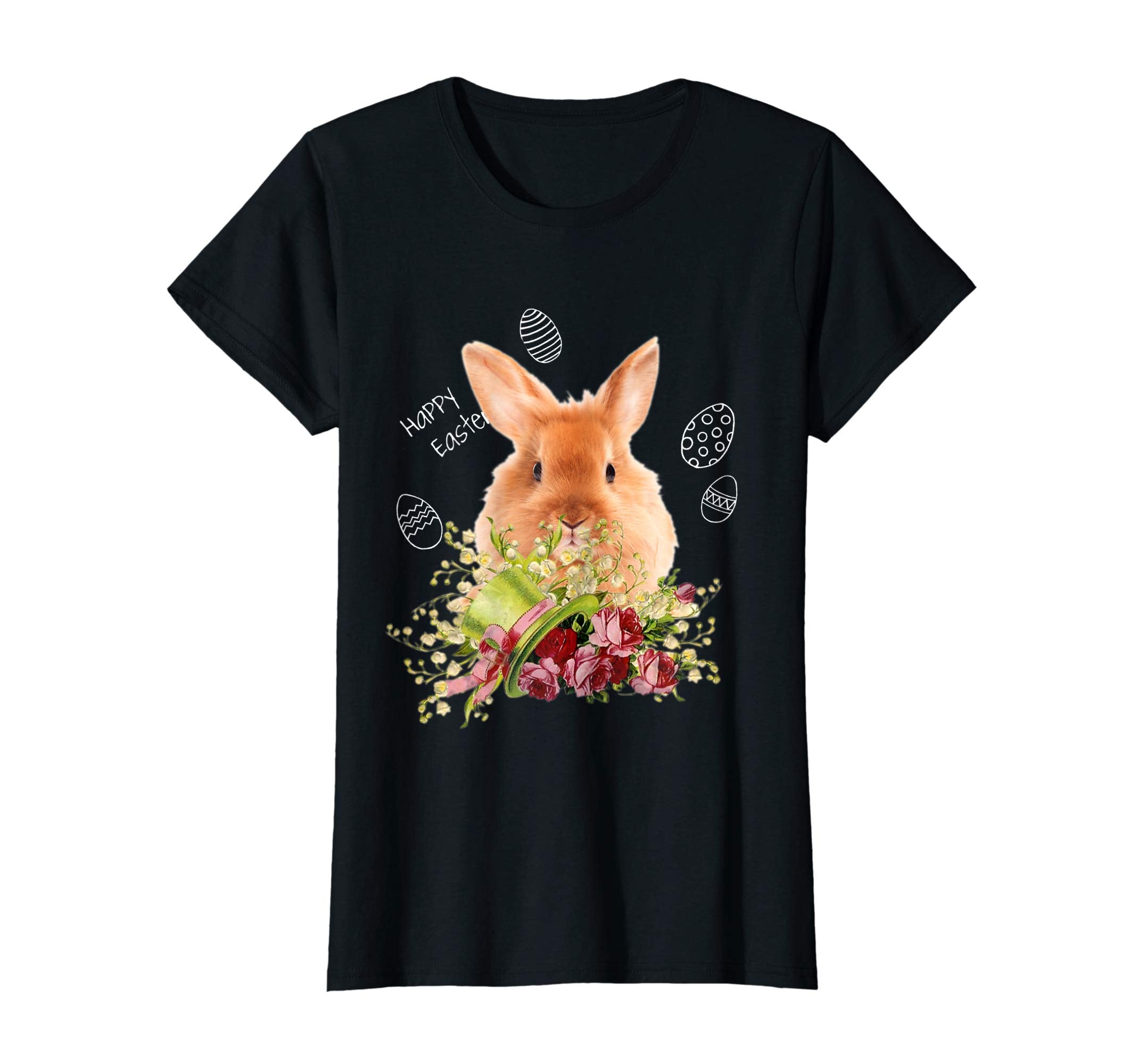 Easter Real Bunny And Flowers Graphic T-Shirt
