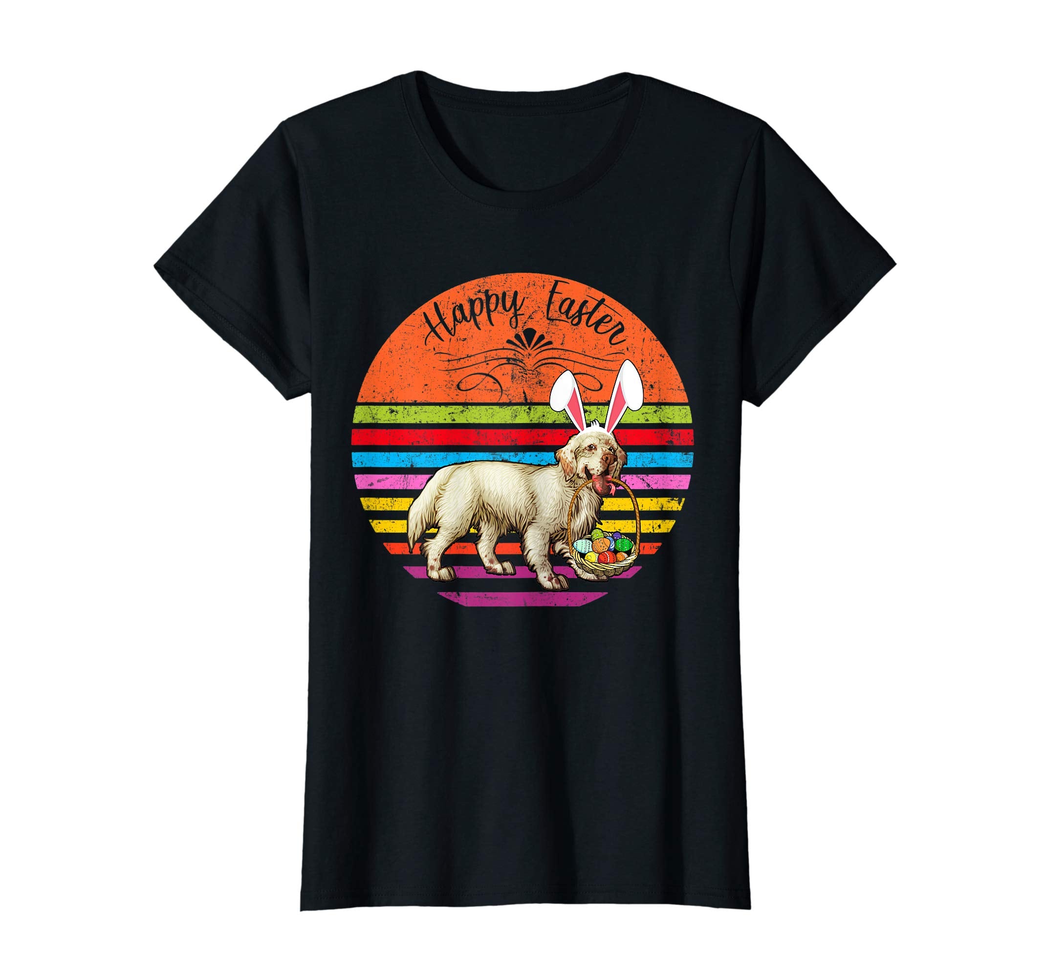 Vintage Clumber Spaniel Dog Easter Eggs Basket T Shirt